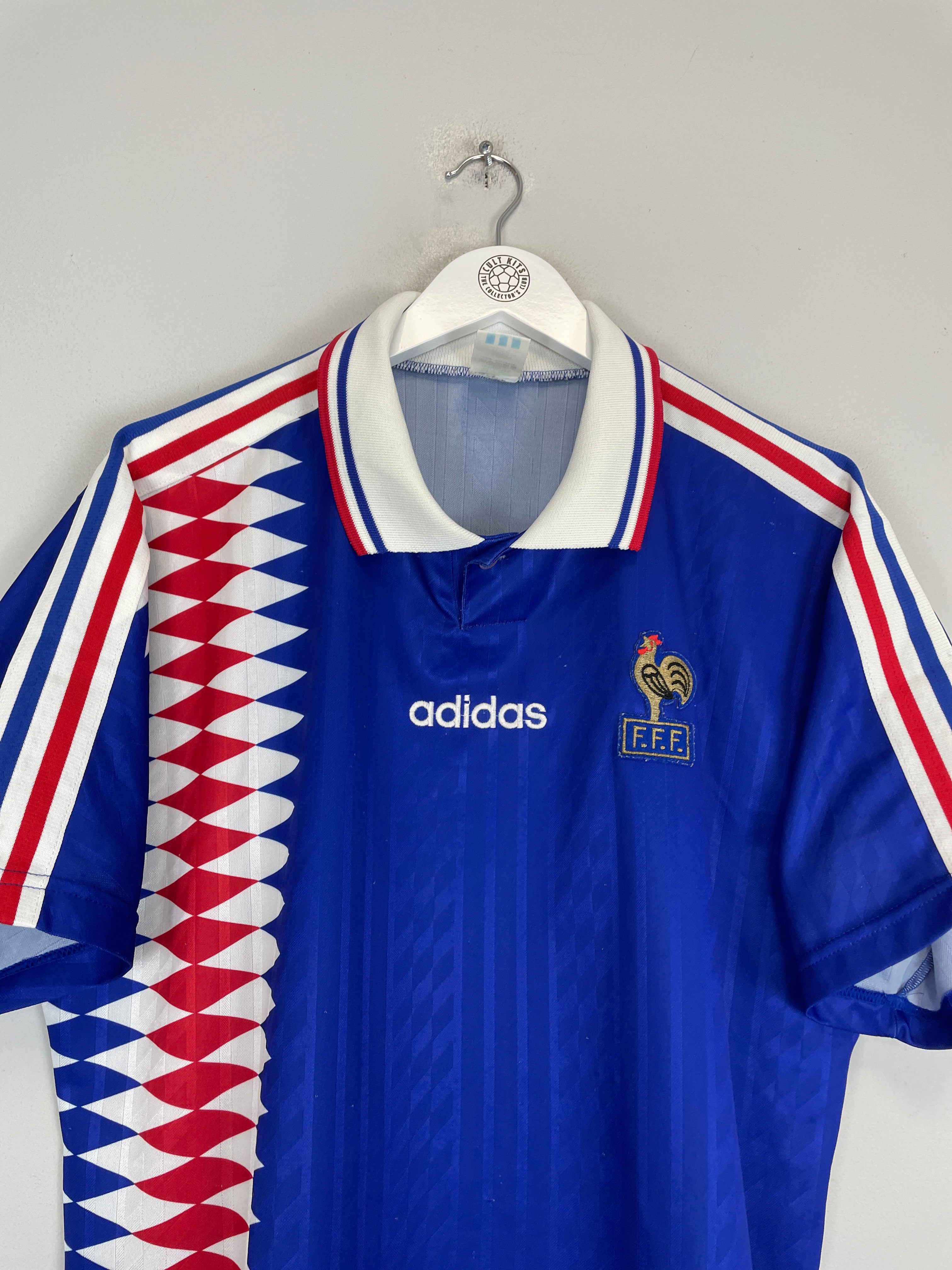 Shop 1994/96 FRANCE HOME SHIRT (L) ADIDAS, classic football shirts, vintage football shirts & retro soccer jerseys at Cult Kits