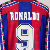 Shop 1995/97 BARCELONA RONALDO #9 L/S HOME SHIRT (L) KAPPA, classic football shirts, vintage football shirts & retro soccer jerseys at Cult Kits
