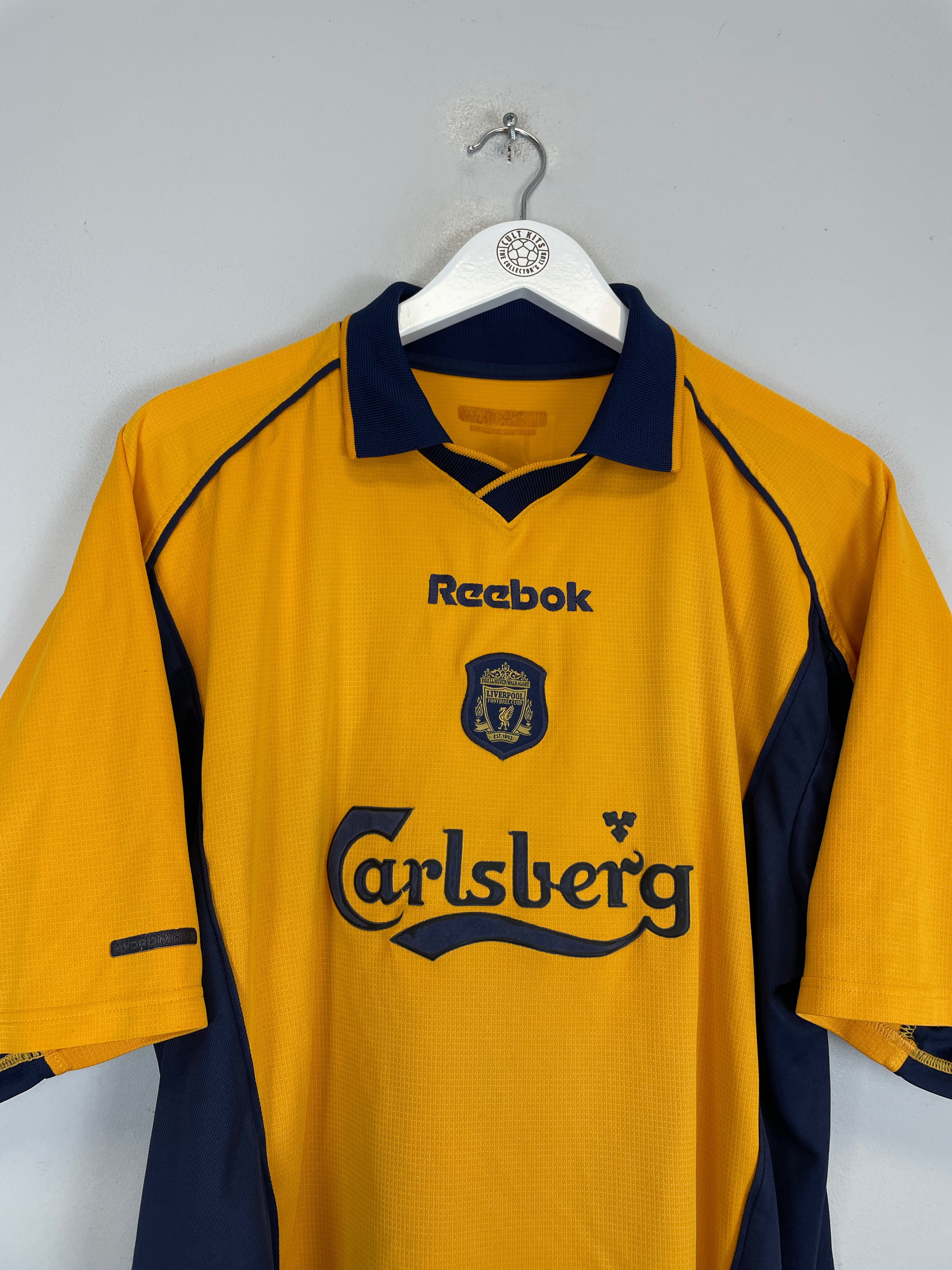 Shop 2000/02 LIVERPOOL GERRARD #17 AWAY SHIRT (M) REEBOK, classic football shirts, vintage football shirts & retro soccer jerseys at Cult Kits