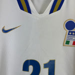 Shop 1996/98 ITALY ZOLA #21 AWAY SHIRT (M) NIKE, classic football shirts, vintage football shirts & retro soccer jerseys at Cult Kits