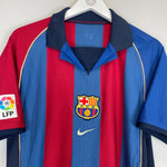Shop 2001/02 BARCELONA KLUIVERT #9 HOME SHIRT (M) NIKE, classic football shirts, vintage football shirts & retro soccer jerseys at Cult Kits