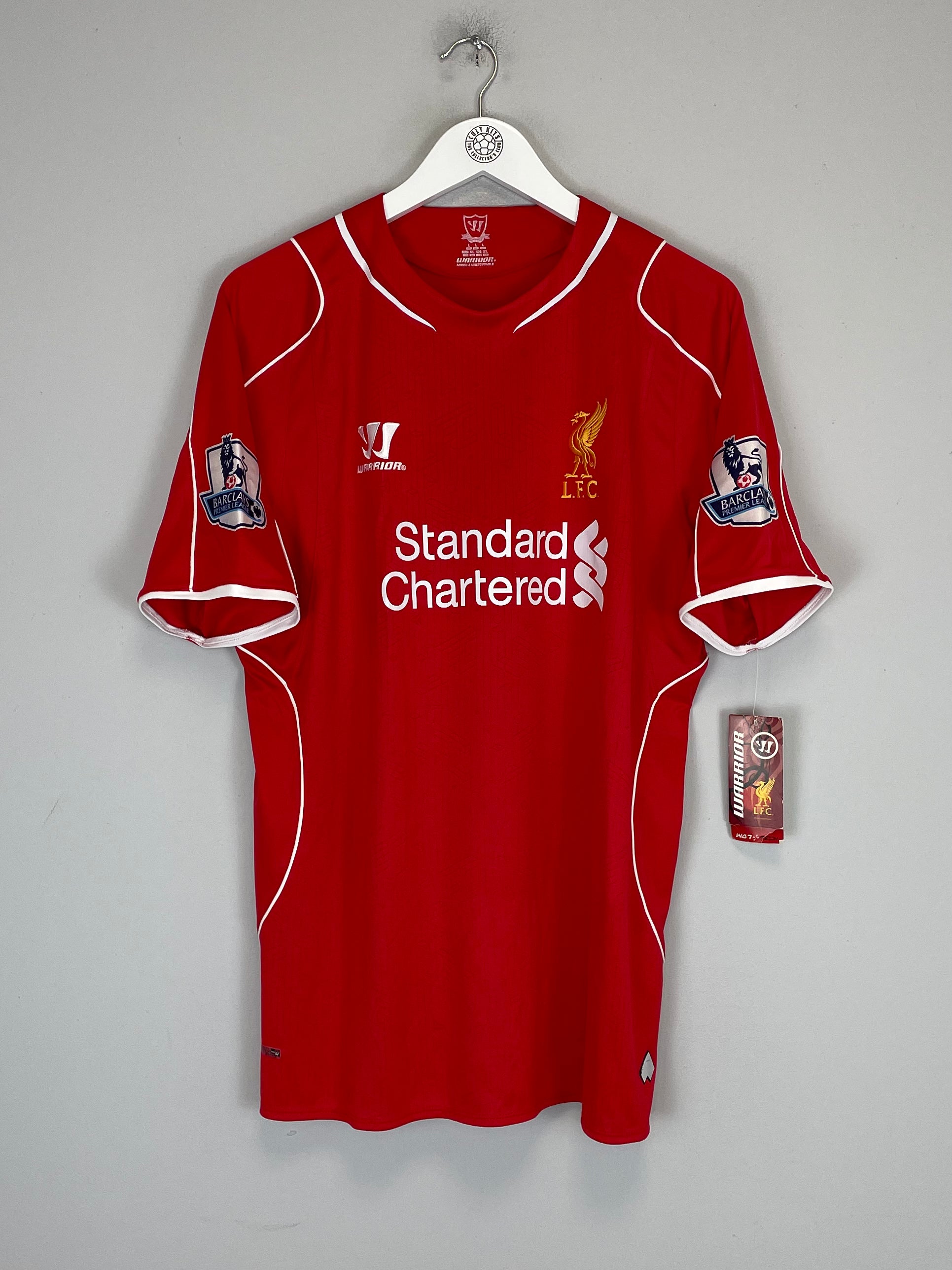 Shop 2014/15 LIVERPOOL GERRARD #8 *BNWT* HOME SHIRT (L) WARRIOR, classic football shirts, vintage football shirts & retro soccer jerseys at Cult Kits