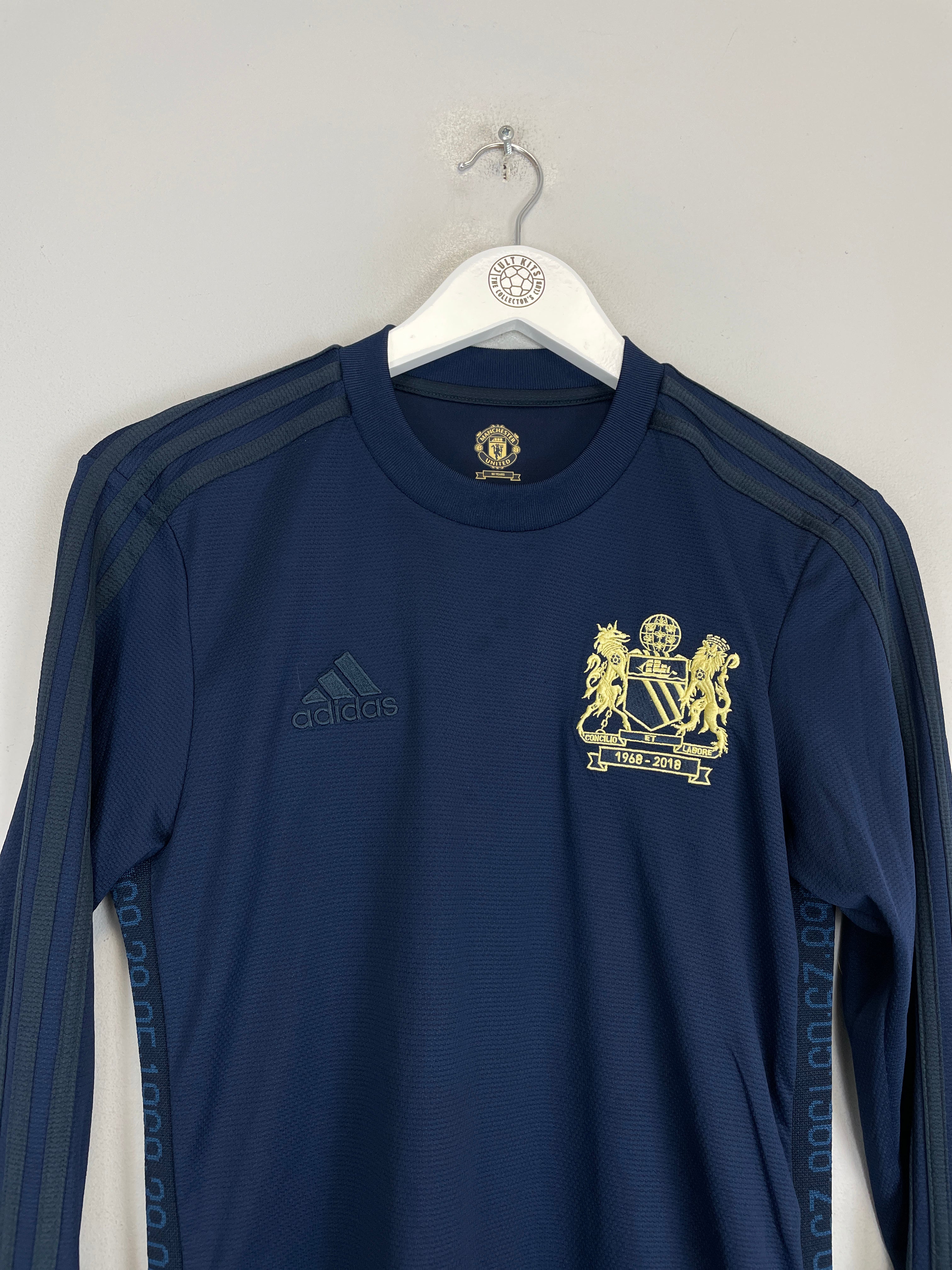 Shop 2018/19 MANCHESTER UNITED L/S '50 YEAR ANNIVERSARY' SHIRT (XS) ADIDAS, classic football shirts, vintage football shirts & retro soccer jerseys at Cult Kits