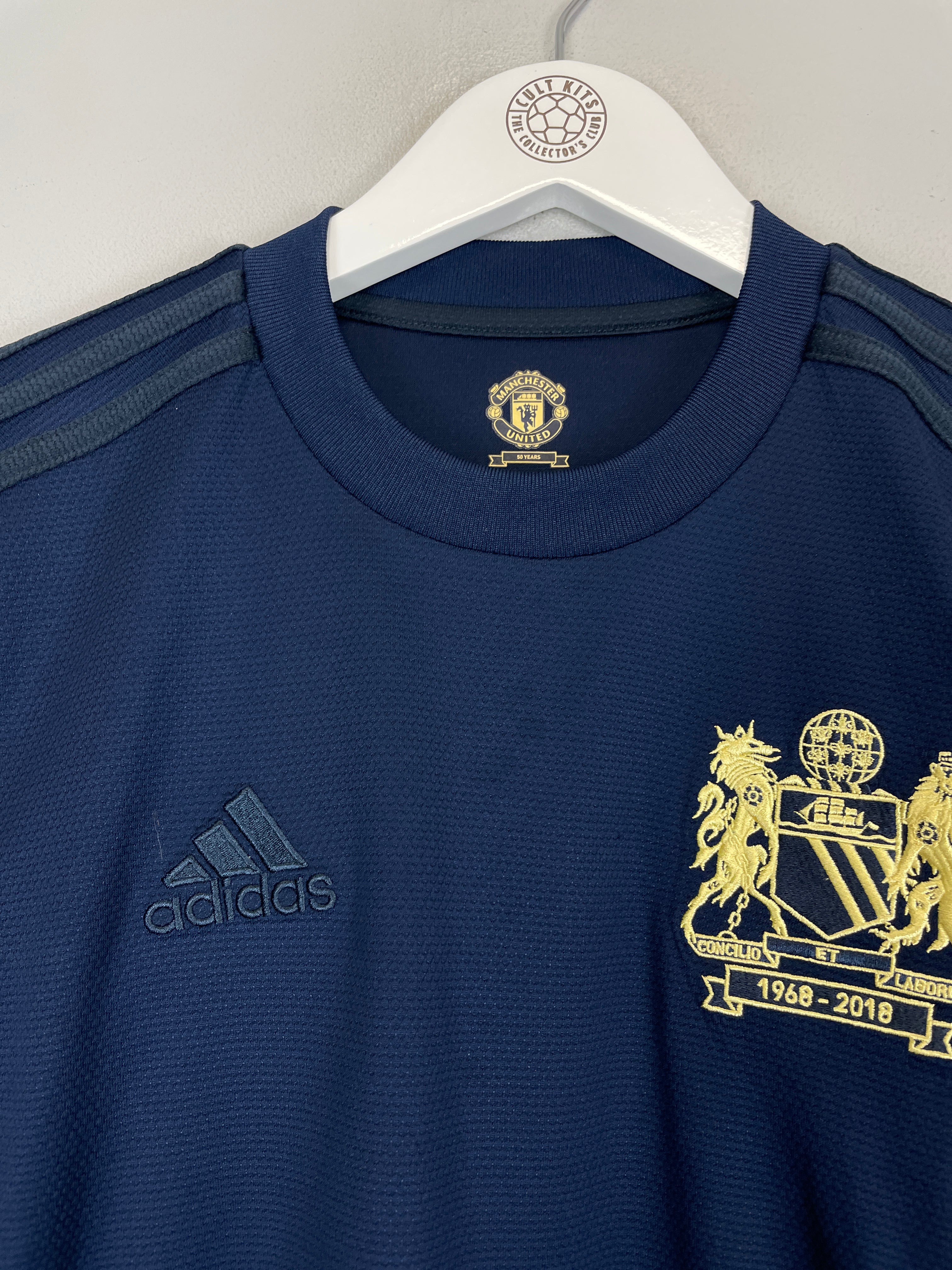 Shop 2018/19 MANCHESTER UNITED L/S '50 YEAR ANNIVERSARY' SHIRT (XS) ADIDAS, classic football shirts, vintage football shirts & retro soccer jerseys at Cult Kits