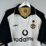 Shop 2001/02 MANCHESTER UNITED FORLAN #21 AWAY/THIRD *CENTENARY* SHIRT (XL) UMBRO, classic football shirts, vintage football shirts & retro soccer jerseys at Cult Kits