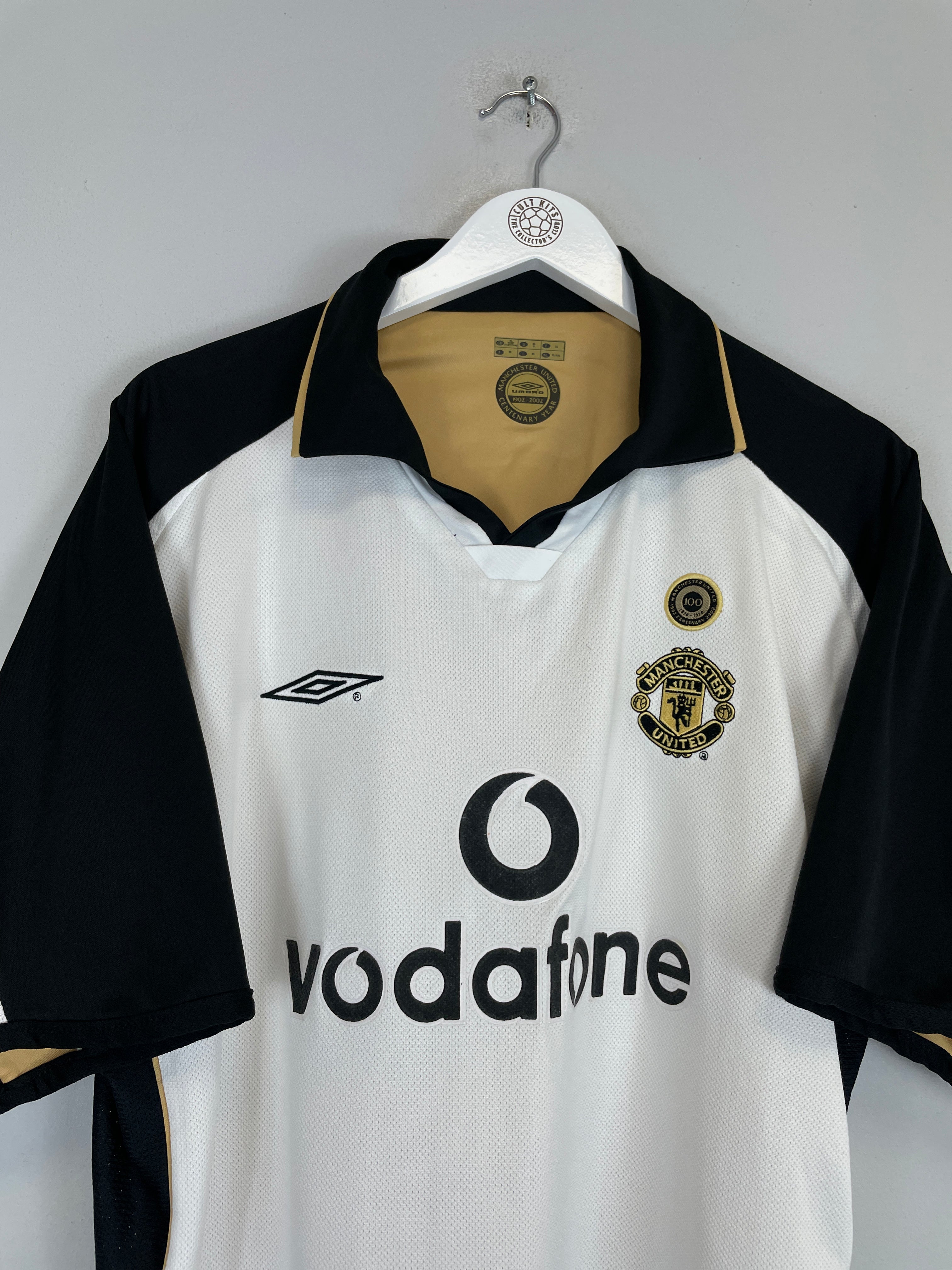 Shop 2001/02 MANCHESTER UNITED FORLAN #21 AWAY/THIRD *CENTENARY* SHIRT (XL) UMBRO, classic football shirts, vintage football shirts & retro soccer jerseys at Cult Kits