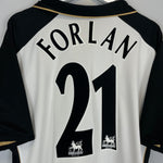 Shop 2001/02 MANCHESTER UNITED FORLAN #21 AWAY/THIRD *CENTENARY* SHIRT (XL) UMBRO, classic football shirts, vintage football shirts & retro soccer jerseys at Cult Kits