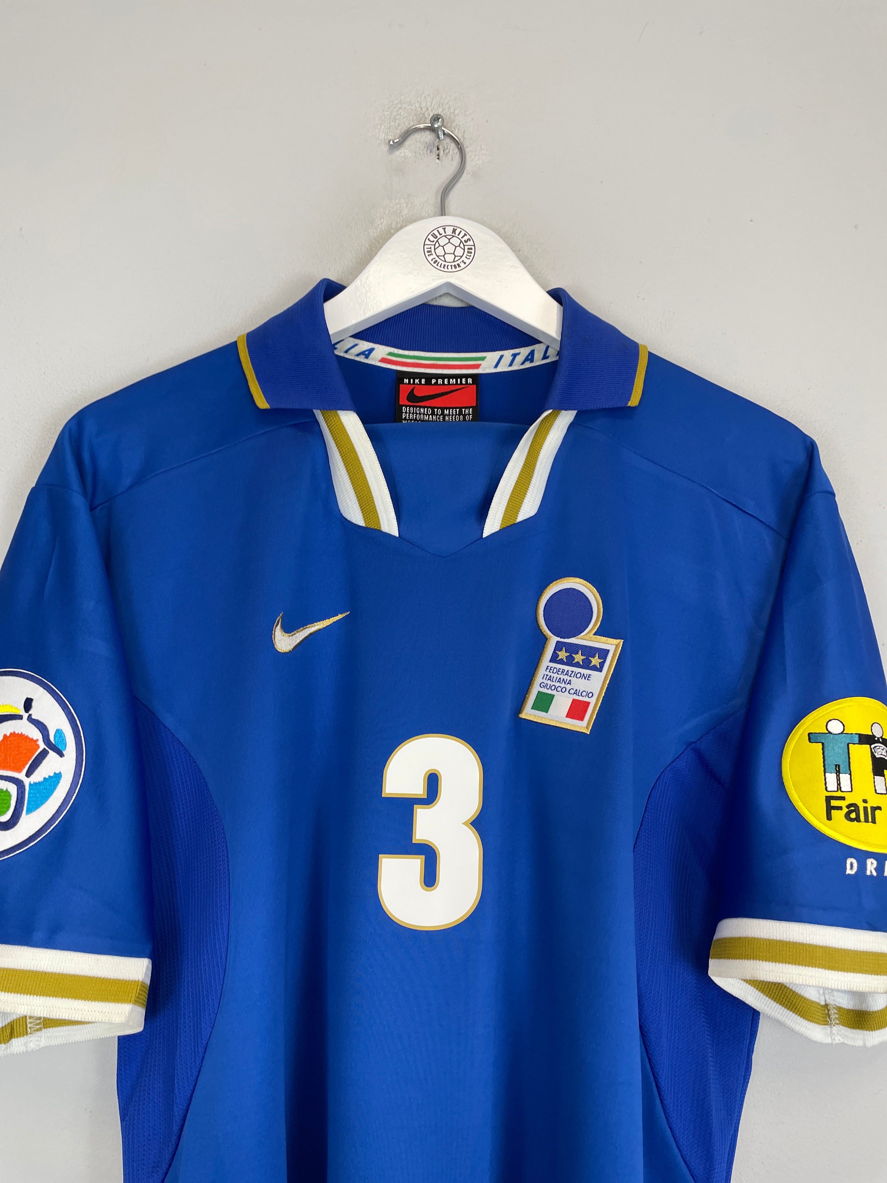 Shop 1996 ITALY MALDINI #3 HOME SHIRT (L) NIKE, classic football shirts, vintage football shirts & retro soccer jerseys at Cult Kits