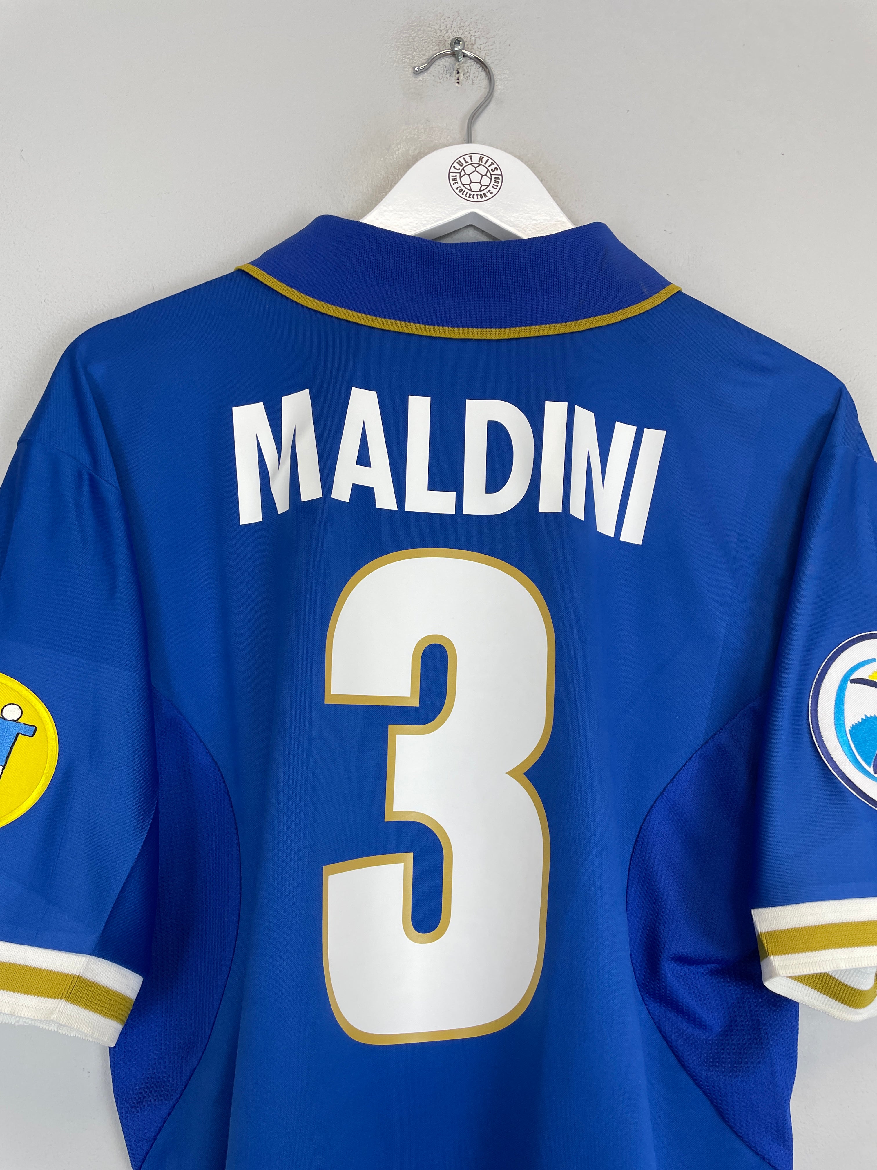 Shop 1996 ITALY MALDINI #3 HOME SHIRT (L) NIKE, classic football shirts, vintage football shirts & retro soccer jerseys at Cult Kits