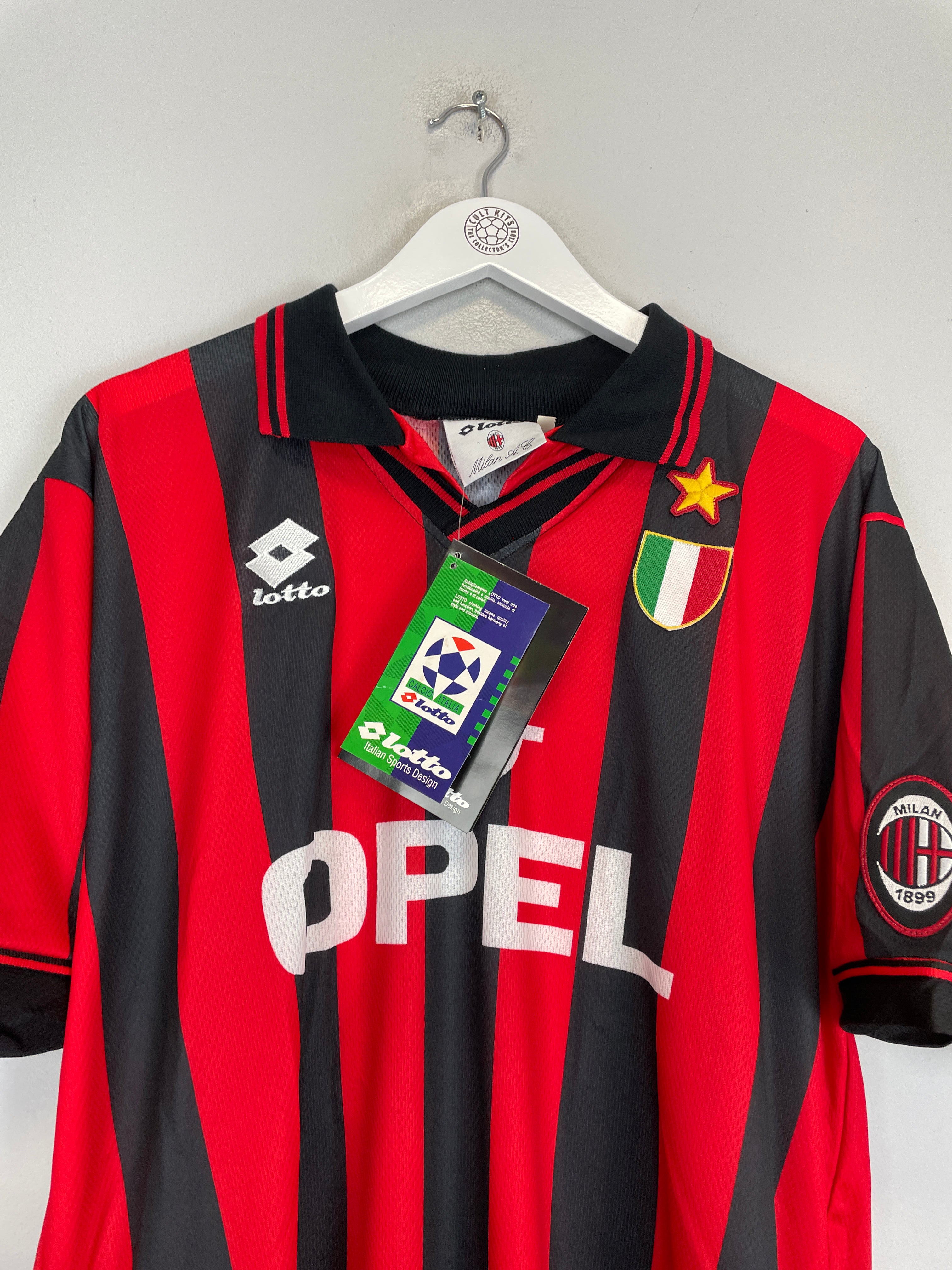 Shop 1995/96 AC MILAN BARESI #6 *BNWT* HOME SHIRT (L) LOTTO, classic football shirts, vintage football shirts & retro soccer jerseys at Cult Kits