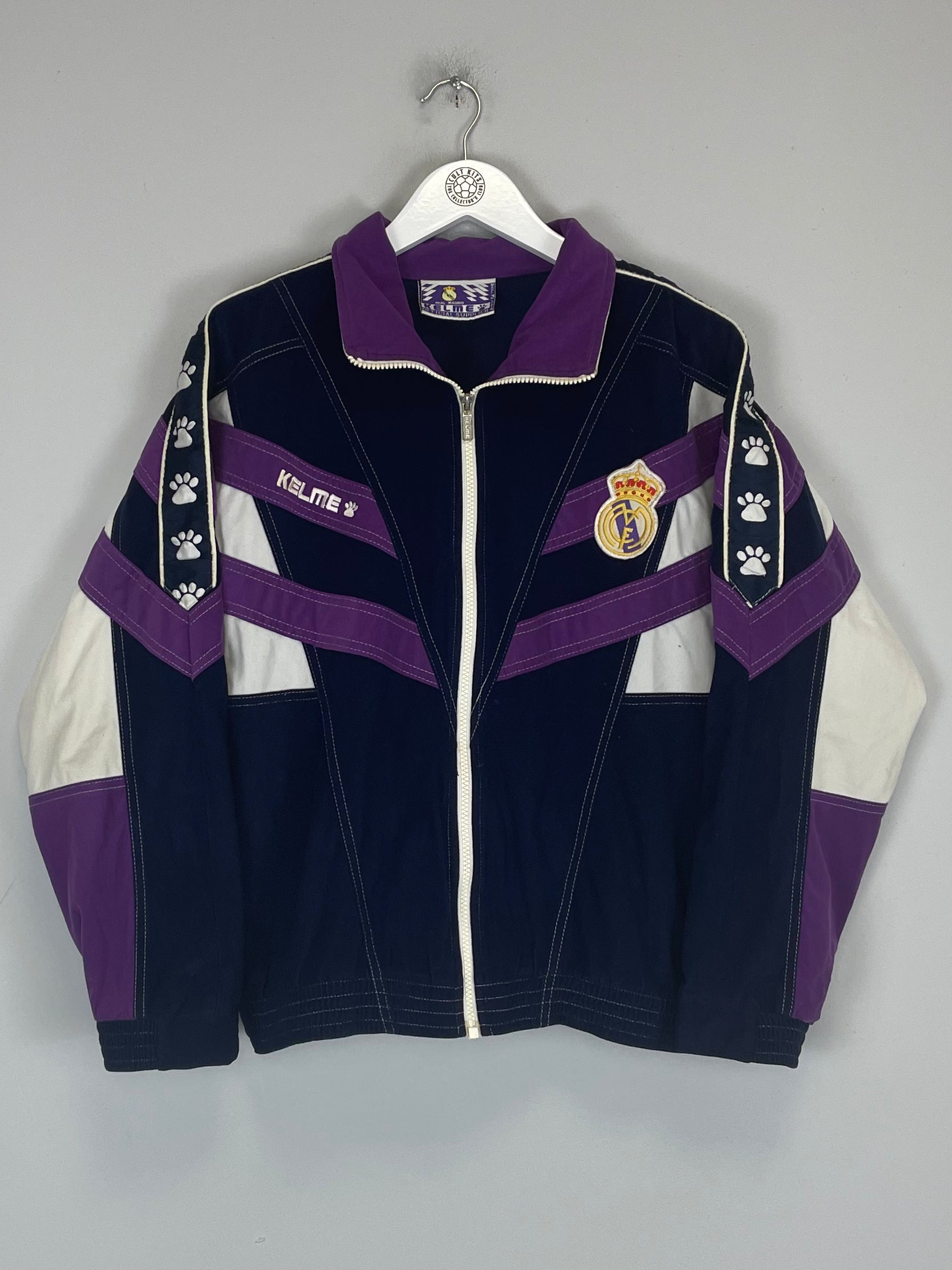Shop 1997/98 REAL MADRID TRACK JACKET (M) KELME, classic football shirts, vintage football shirts & retro soccer jerseys at Cult Kits
