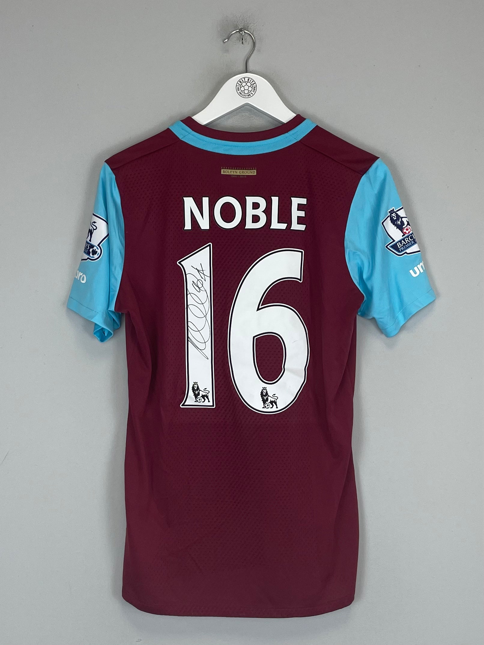 Shop 2015/16 WEST HAM NOBLE #16 *MATCH ISSUE + SIGNED* HOME SHIRT (S) UMBRO, classic football shirts, vintage football shirts & retro soccer jerseys at Cult Kits