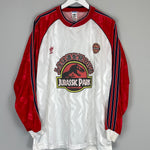 Shop 1991 JURASSIC PARK X JAPANESE MOVIE MASHUP L/S SHIRT (XL) ADIDAS, classic football shirts, vintage football shirts & retro soccer jerseys at Cult Kits