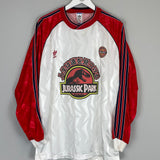 Shop 1991 JURASSIC PARK X JAPANESE MOVIE MASHUP L/S SHIRT (XL) ADIDAS, classic football shirts, vintage football shirts & retro soccer jerseys at Cult Kits