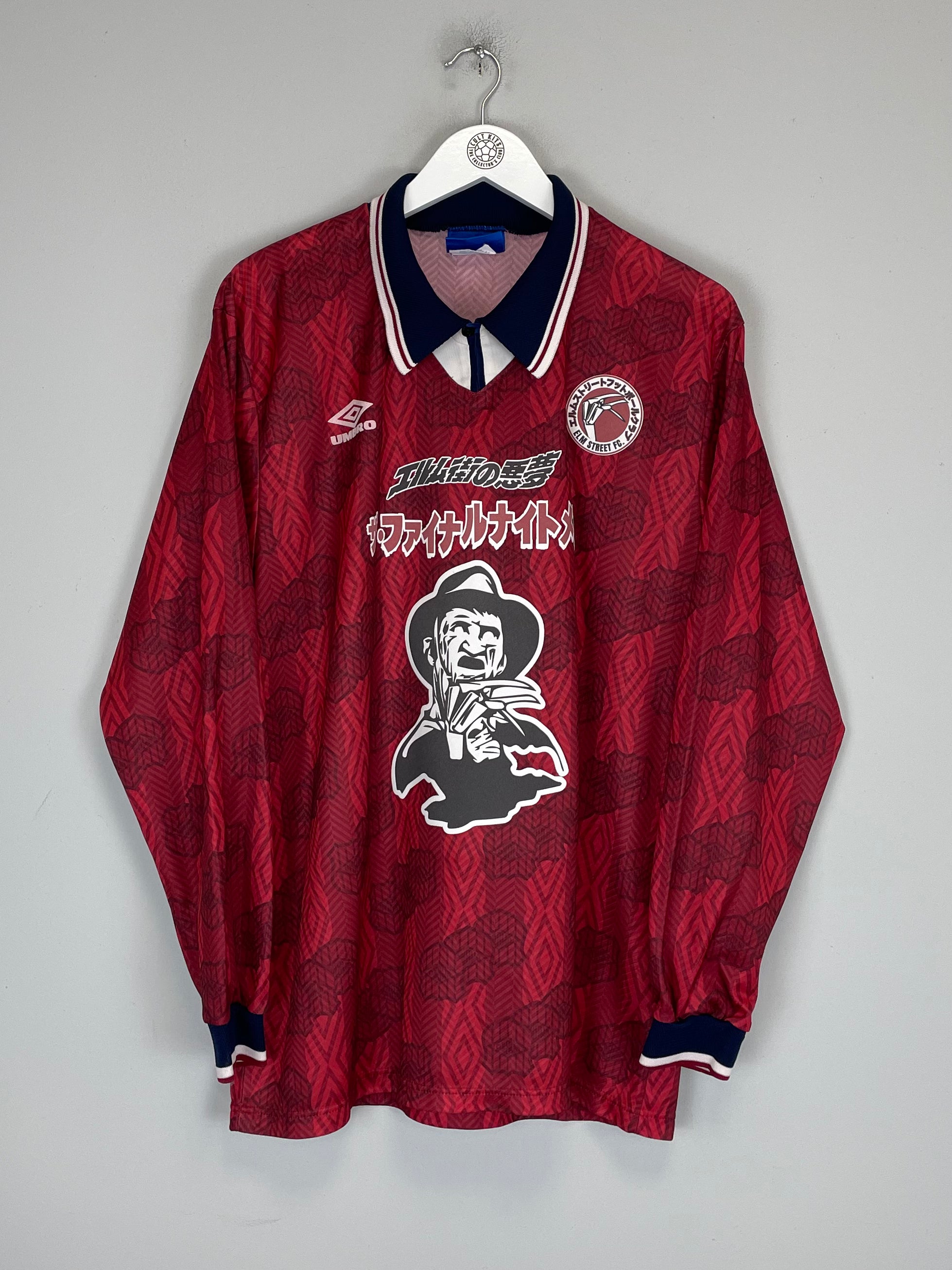 Shop 1994/95 NIGHTMARE ON ELM STREET X JAPENESE MOVIE MASHUP SHIRT (XL) UMBRO, classic football shirts, vintage football shirts & retro soccer jerseys at Cult Kits