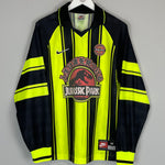 Shop 1997/98 JURASSIC PARK X JAPANESE MOVIE MASHUP *BNWT* L/S SHIRT (M) NIKE, classic football shirts, vintage football shirts & retro soccer jerseys at Cult Kits