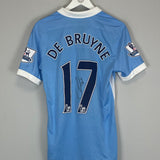 Shop 2015/16 MANCHESTER CITY DE BRUYNE #17 *MATCH ISSUE + SIGNED* HOME SHIRT (M) UMBRO, classic football shirts, vintage football shirts & retro soccer jerseys at Cult Kits