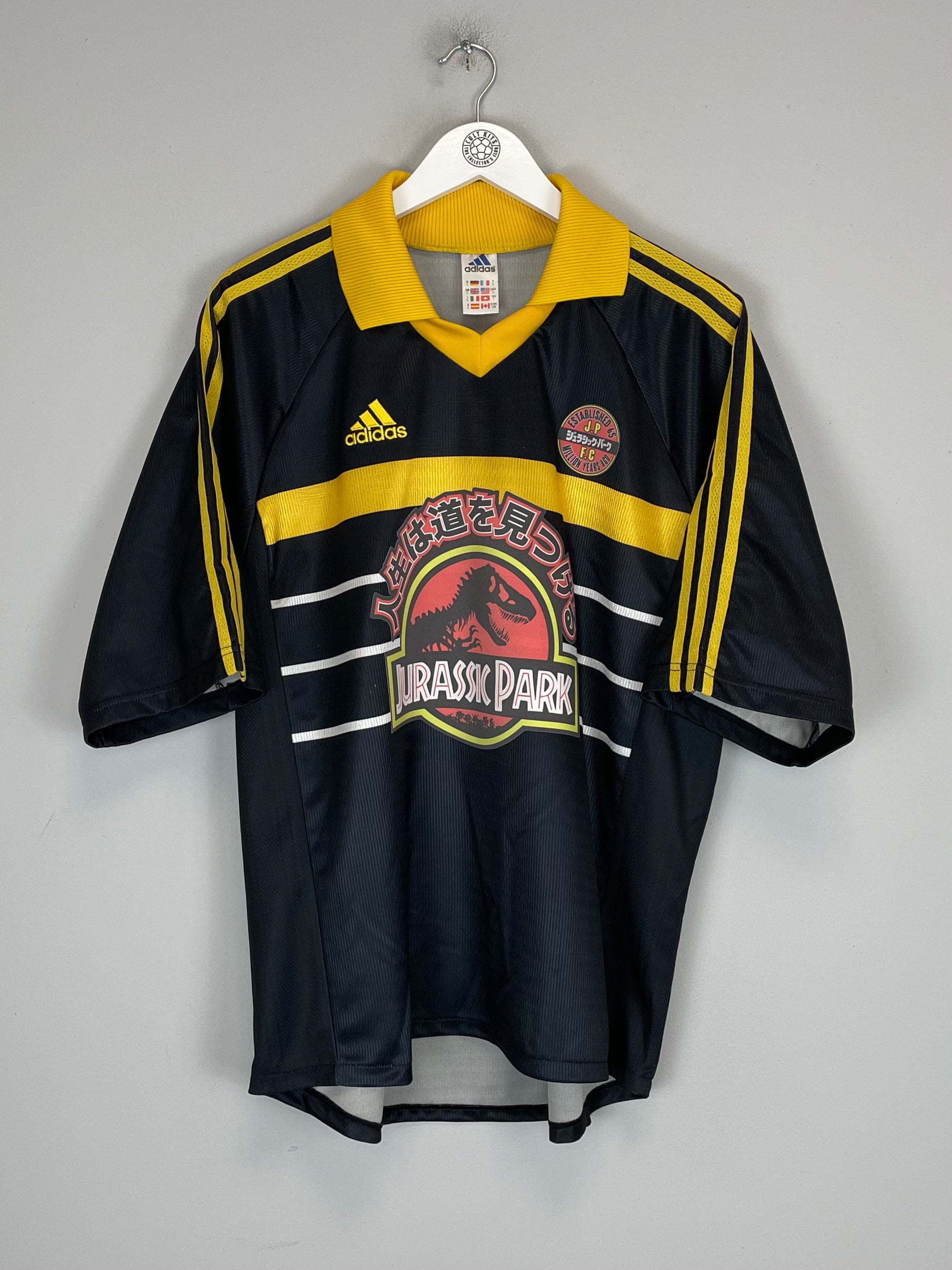 Shop 1998/00 JURASSIC PARK X JAPANESE MOVIE MASHUP SHIRT (L) ADIDAS, classic football shirts, vintage football shirts & retro soccer jerseys at Cult Kits