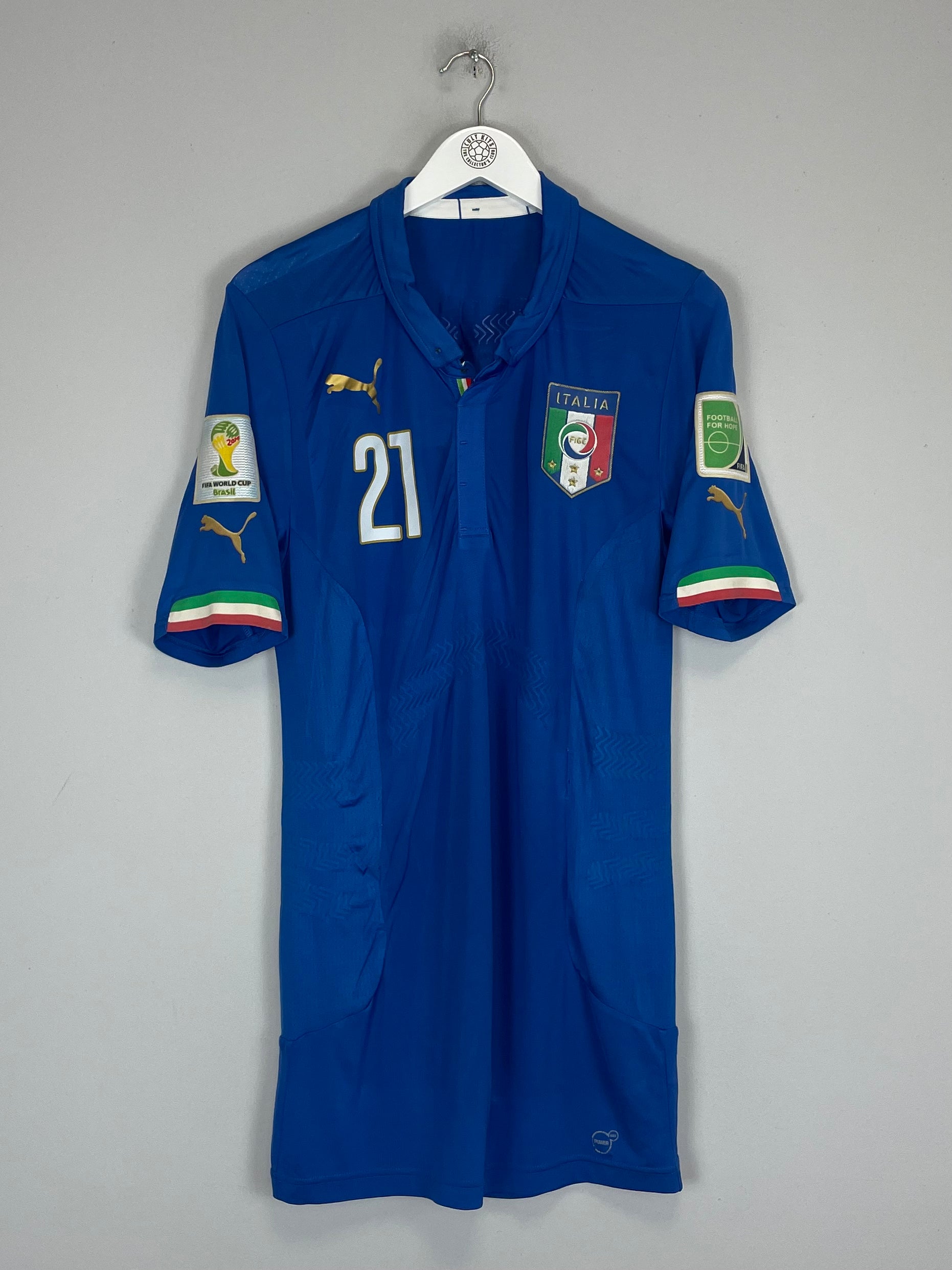Shop 2014/15 ITALY PIRLO #21 *PLAYER ISSUE* HOME SHIRT (XL) PUMA, classic football shirts, vintage football shirts & retro soccer jerseys at Cult Kits