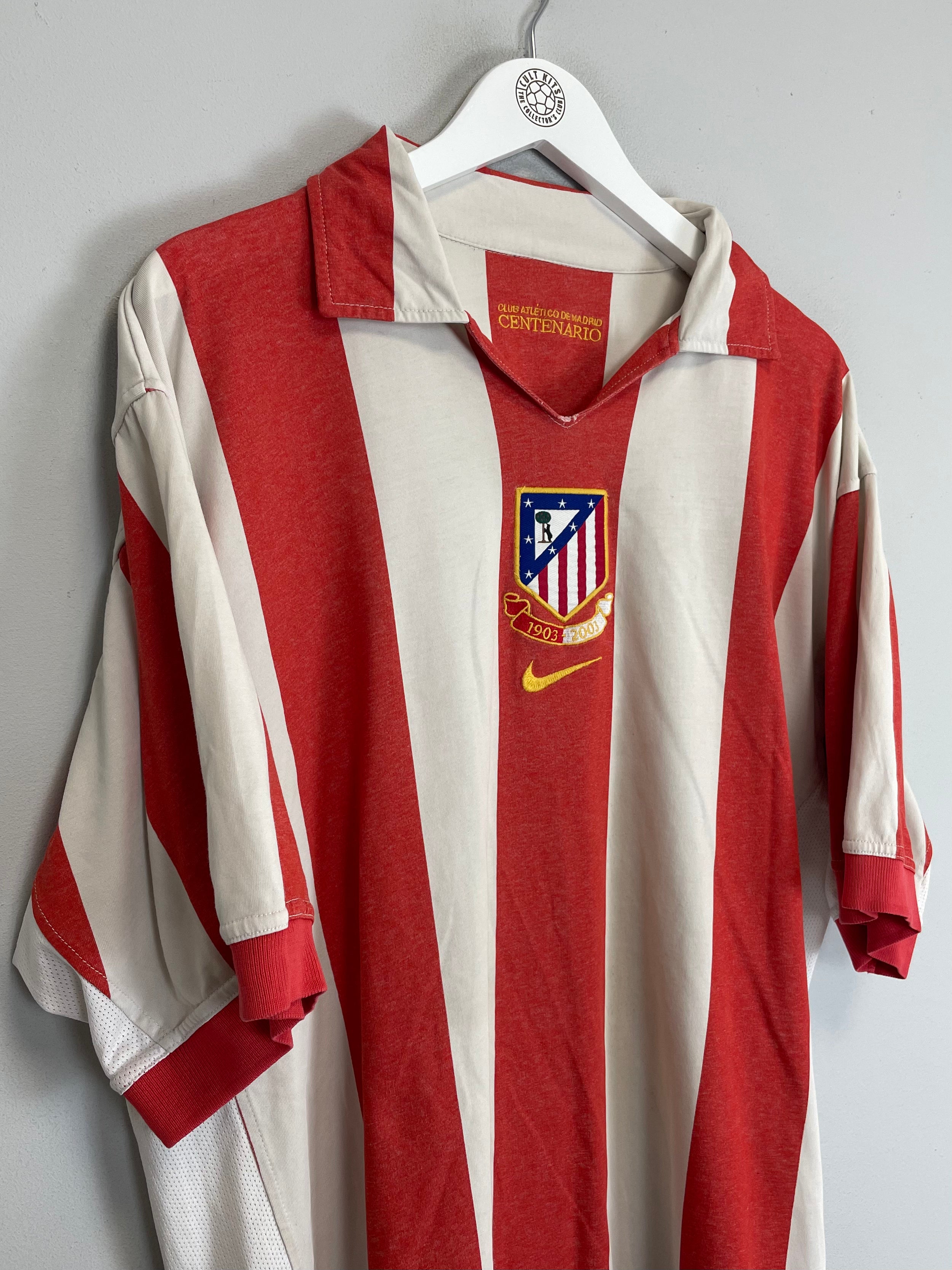 Shop 2002/03 ATLETICO MADRID *CENTENARY* HOME SHIRT (L) NIKE, classic football shirts, vintage football shirts & retro soccer jerseys at Cult Kits