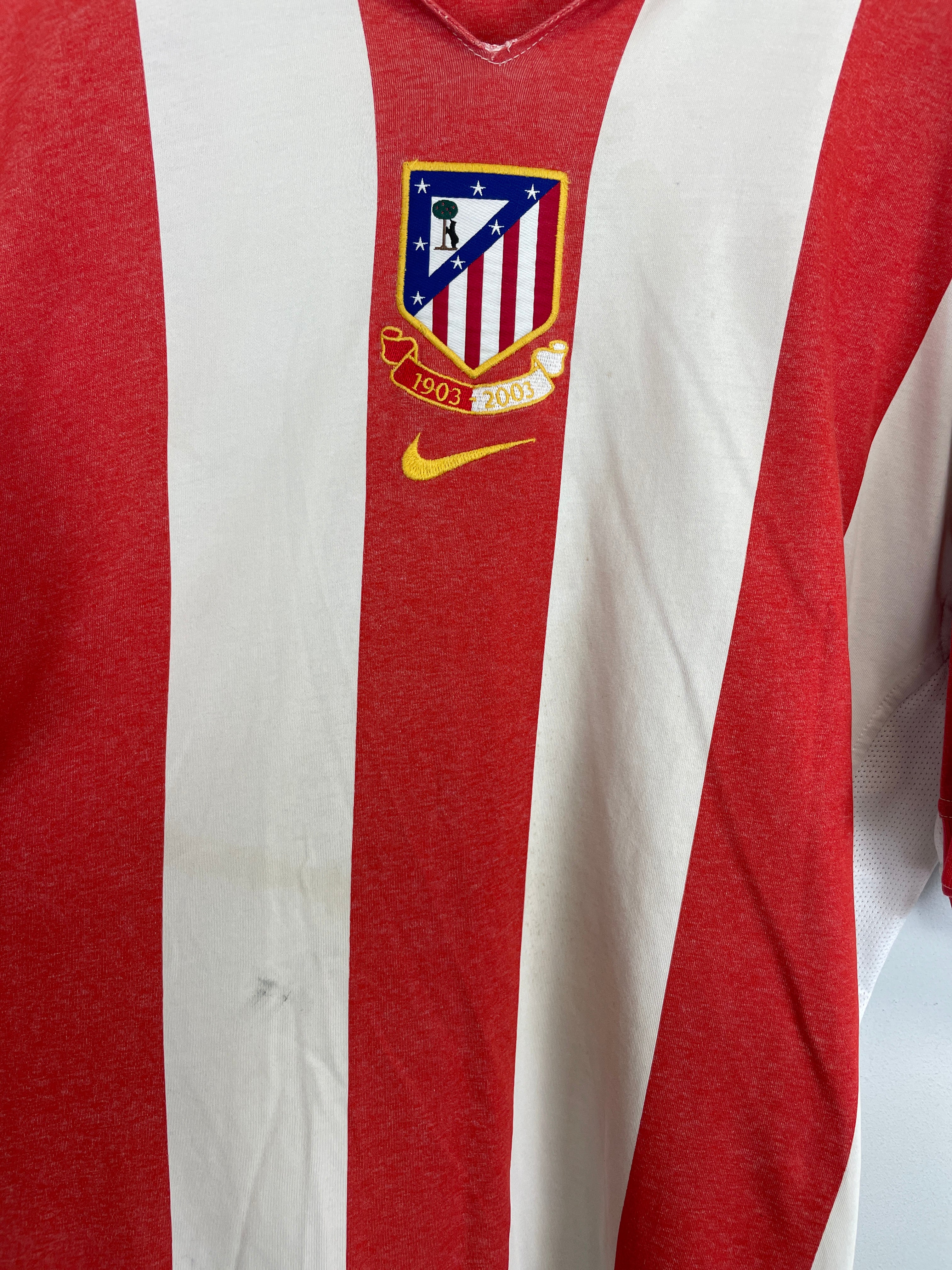 Shop 2002/03 ATLETICO MADRID *CENTENARY* HOME SHIRT (L) NIKE, classic football shirts, vintage football shirts & retro soccer jerseys at Cult Kits