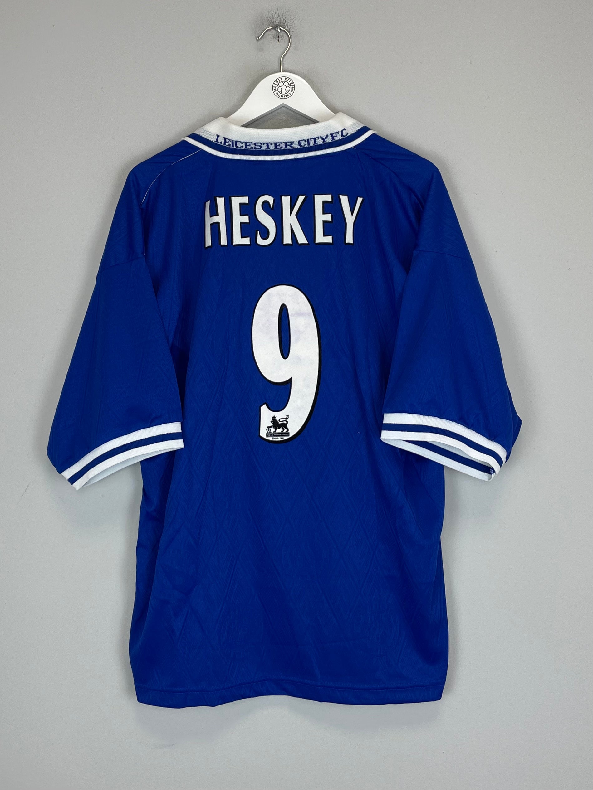Shop 1999/00 LEICESTER CITY HESKEY #9 *MINT* HOME SHIRT (XL) FOX LEISURE, classic football shirts, vintage football shirts & retro soccer jerseys at Cult Kits