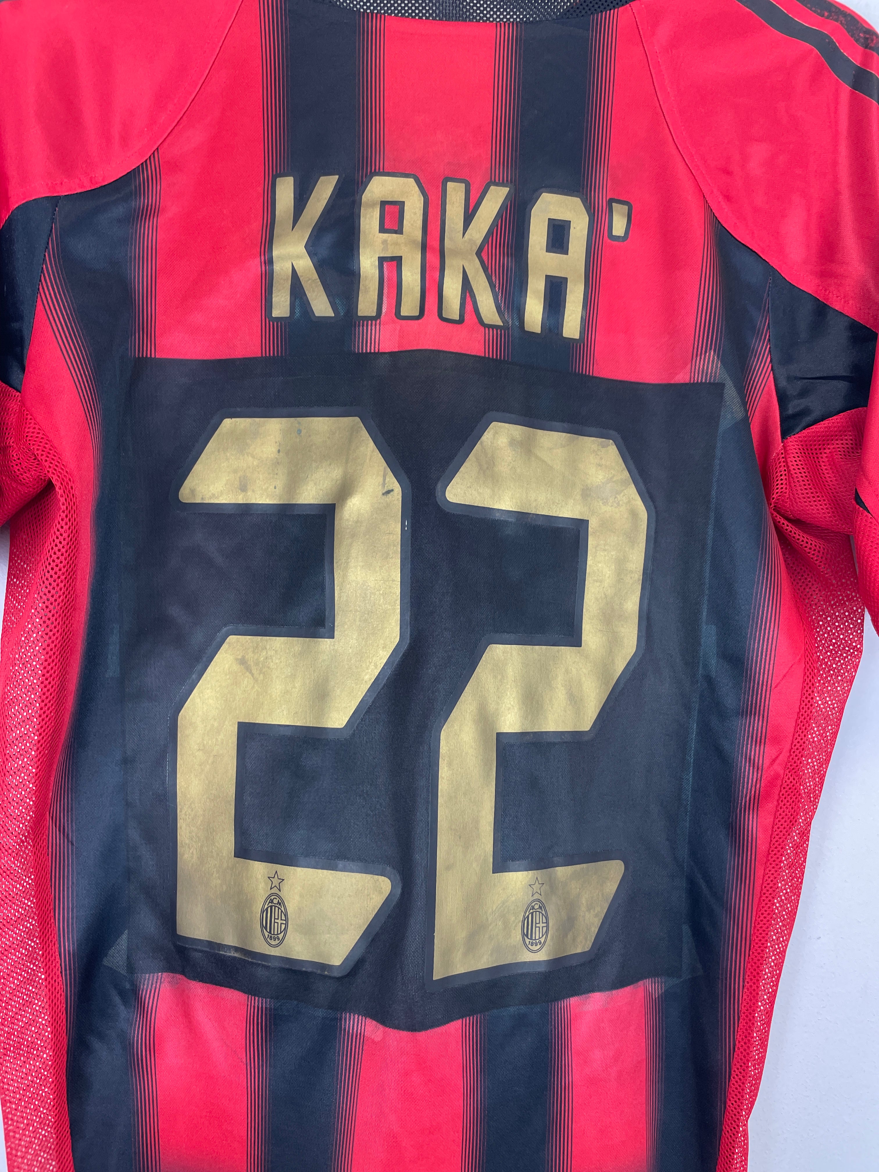 Shop 2004/05 AC MILAN KAKA #22 *PLAYER ISSUE* C/L HOME SHIRT (M) ADIDAS, classic football shirts, vintage football shirts & retro soccer jerseys at Cult Kits