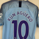 Shop 2018/19 MANCHESTER CITY AGUERO #10 HOME SHIRT (M) NIKE, classic football shirts, vintage football shirts & retro soccer jerseys at Cult Kits