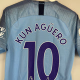 Shop 2018/19 MANCHESTER CITY AGUERO #10 HOME SHIRT (M) NIKE, classic football shirts, vintage football shirts & retro soccer jerseys at Cult Kits
