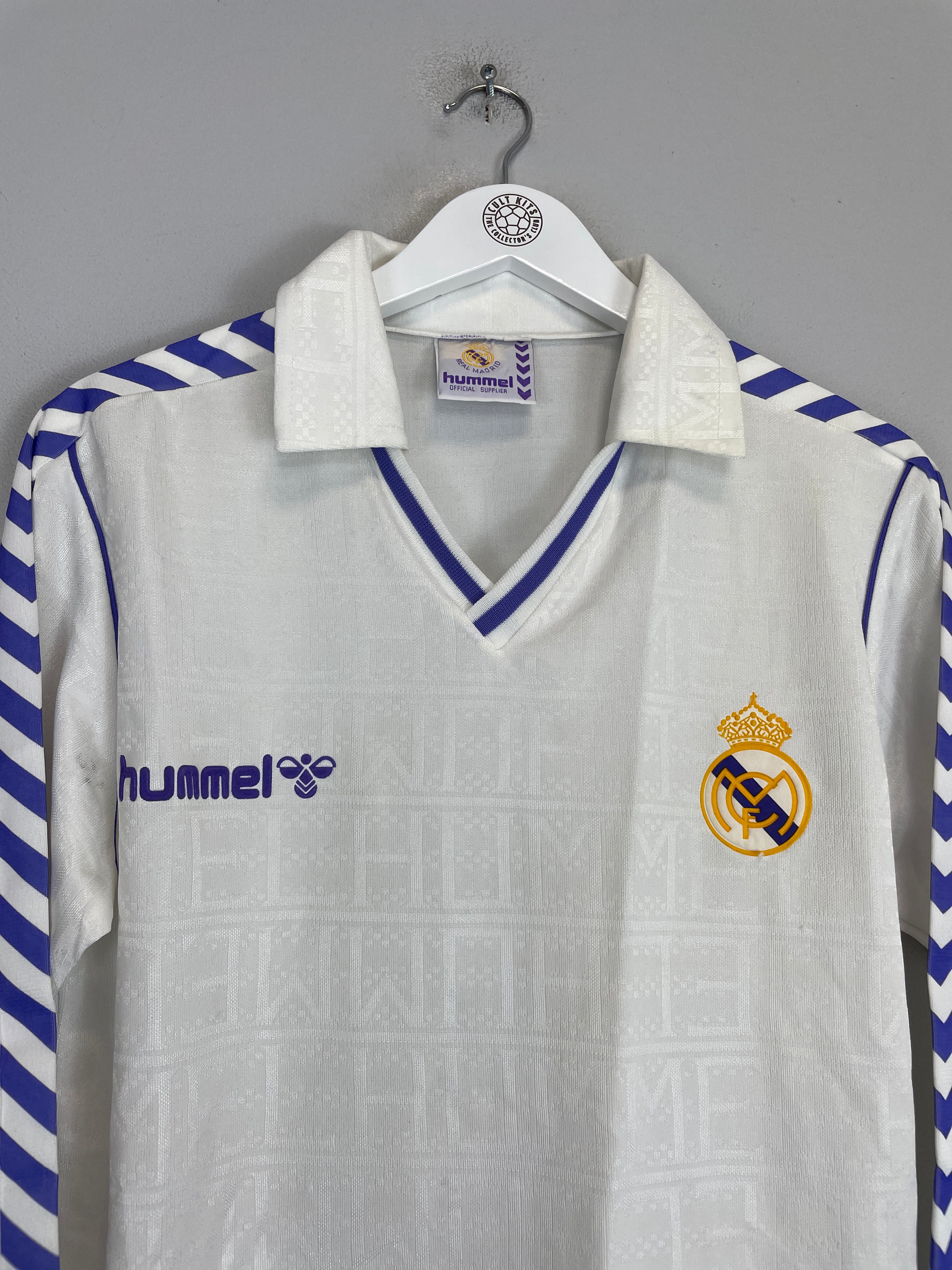 Shop 1989/90 REAL MADRID L/S *MINT* HOME SHIRT (L) HUMMEL, classic football shirts, vintage football shirts & retro soccer jerseys at Cult Kits