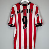 2001/02 SOUTHAMPTON BEATTIE #9 *MATCH WORN vs MANCHESTER UNITED* HOME SHIRT (XL) SFC