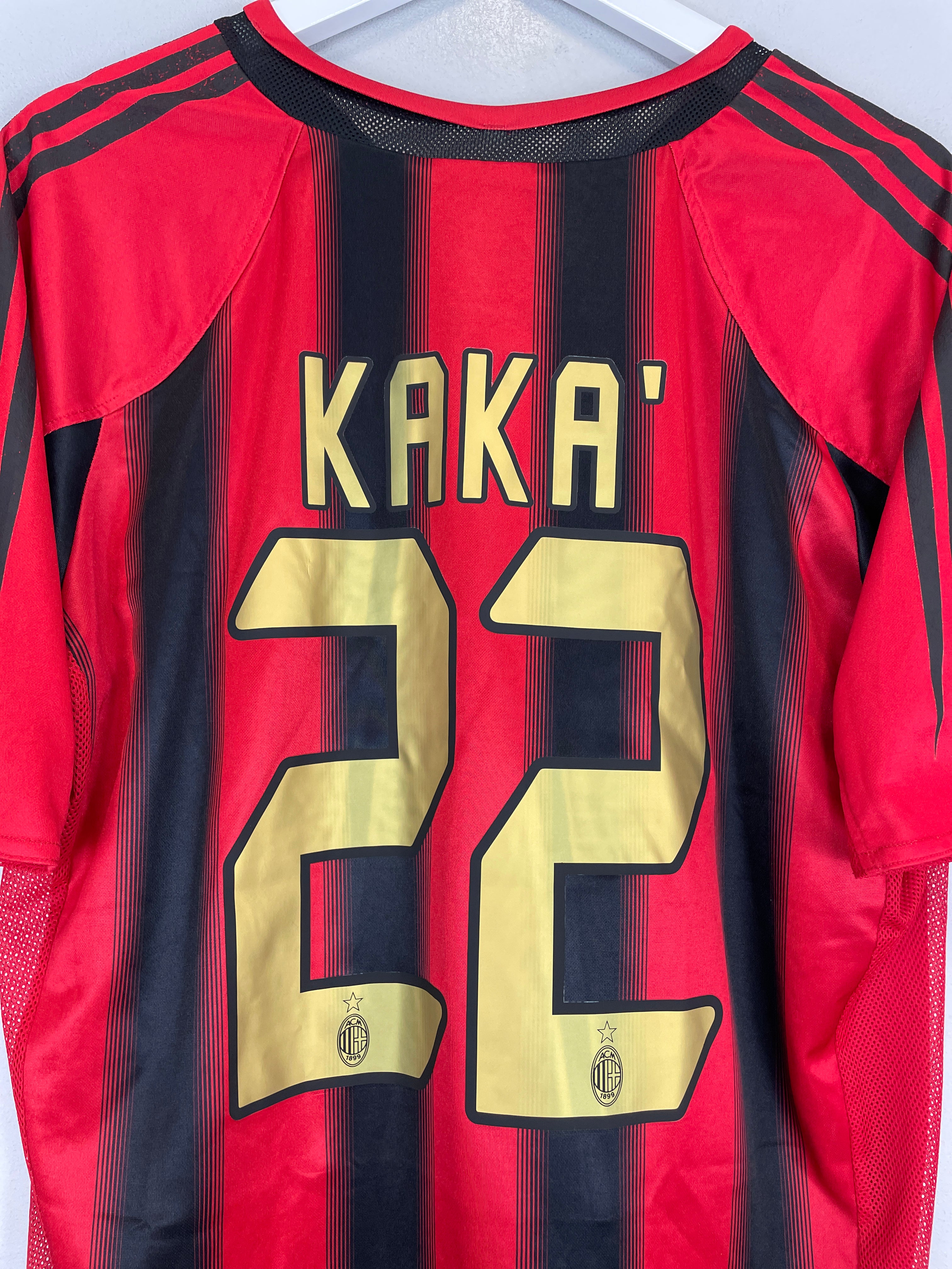 Shop 2004/05 AC MILAN KAKA #22 *PLAYER ISSUE* HOME SHIRT (XL) ADIDAS, classic football shirts, vintage football shirts & retro soccer jerseys at Cult Kits