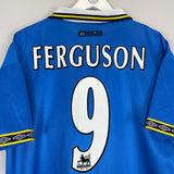 Shop 1997/98 EVERTON FERGUSON #9 HOME SHIRT (L) UMBRO, classic football shirts, vintage football shirts & retro soccer jerseys at Cult Kits