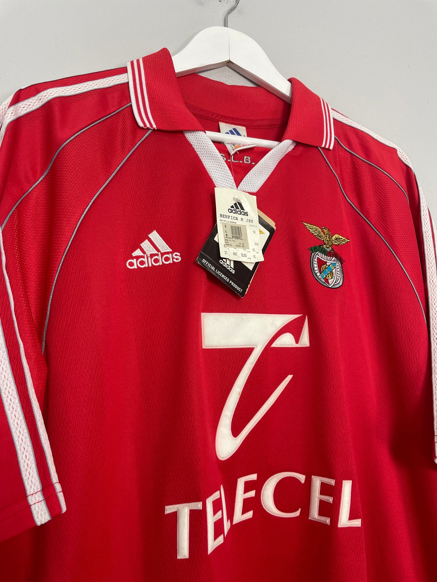 1999/00 BENFICA NUNO GOMES #21 *BNWT* HOME SHIRT (XL) ADIDAS