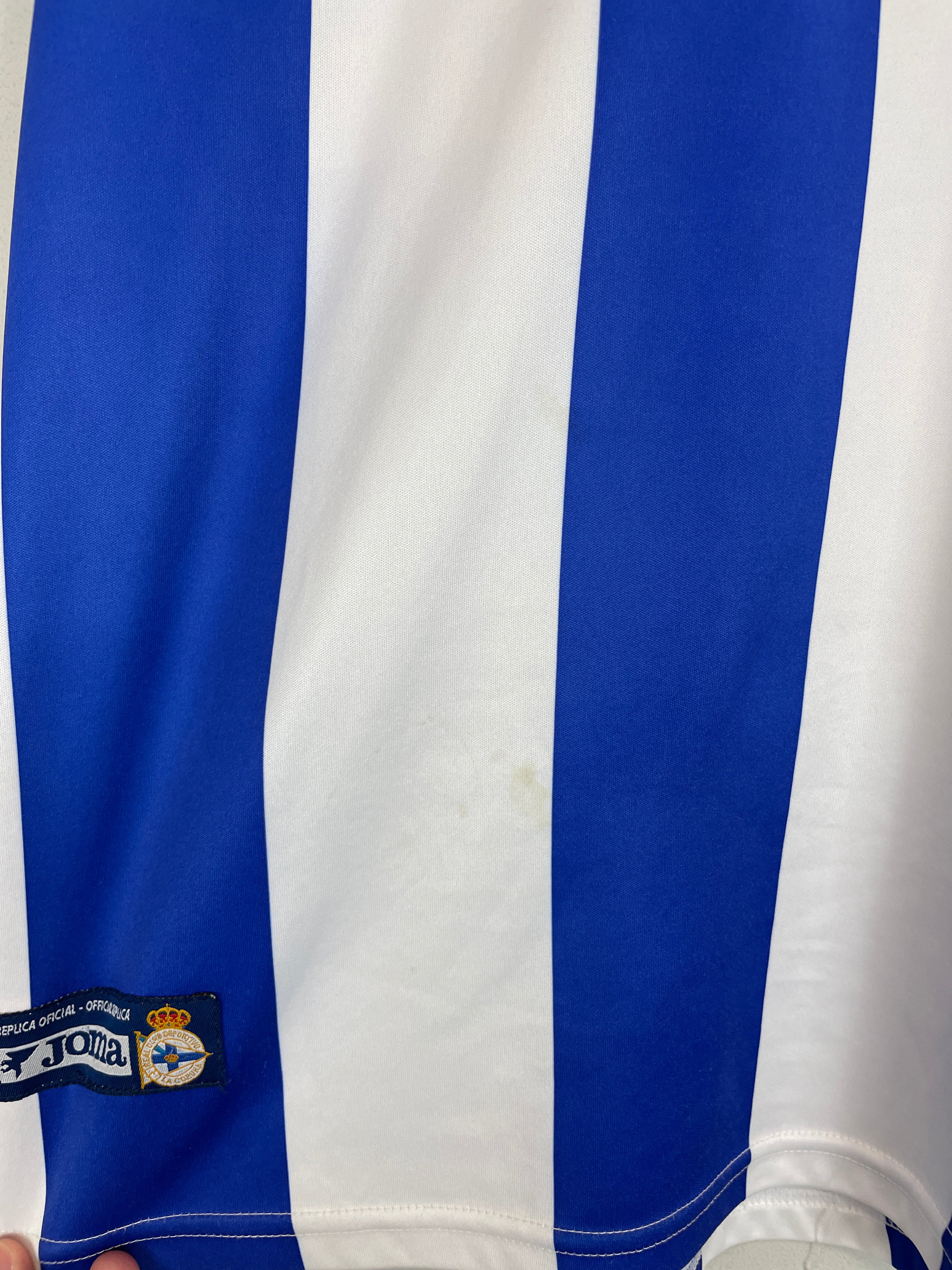Shop 2003/04 DEPORTIVO LA CORUNA VALERON #21 HOME SHIRT (S) JOMA, classic football shirts, vintage football shirts & retro soccer jerseys at Cult Kits