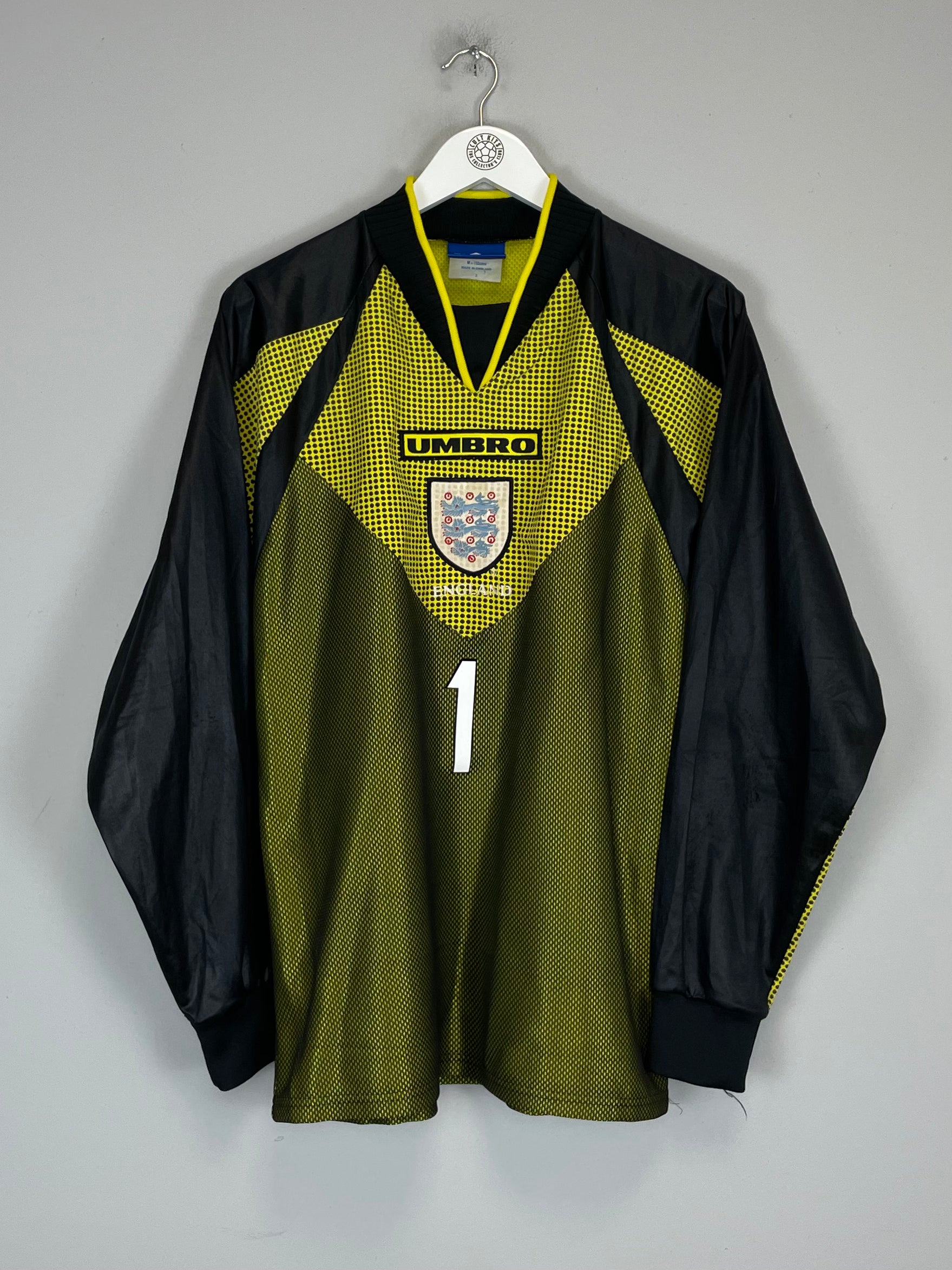 Shop 1998/99 ENGLAND SEAMAN #1 GK SHIRT (L) UMBRO, classic football shirts, vintage football shirts & retro soccer jerseys at Cult Kits