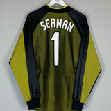 Shop 1998/99 ENGLAND SEAMAN #1 GK SHIRT (L) UMBRO, classic football shirts, vintage football shirts & retro soccer jerseys at Cult Kits