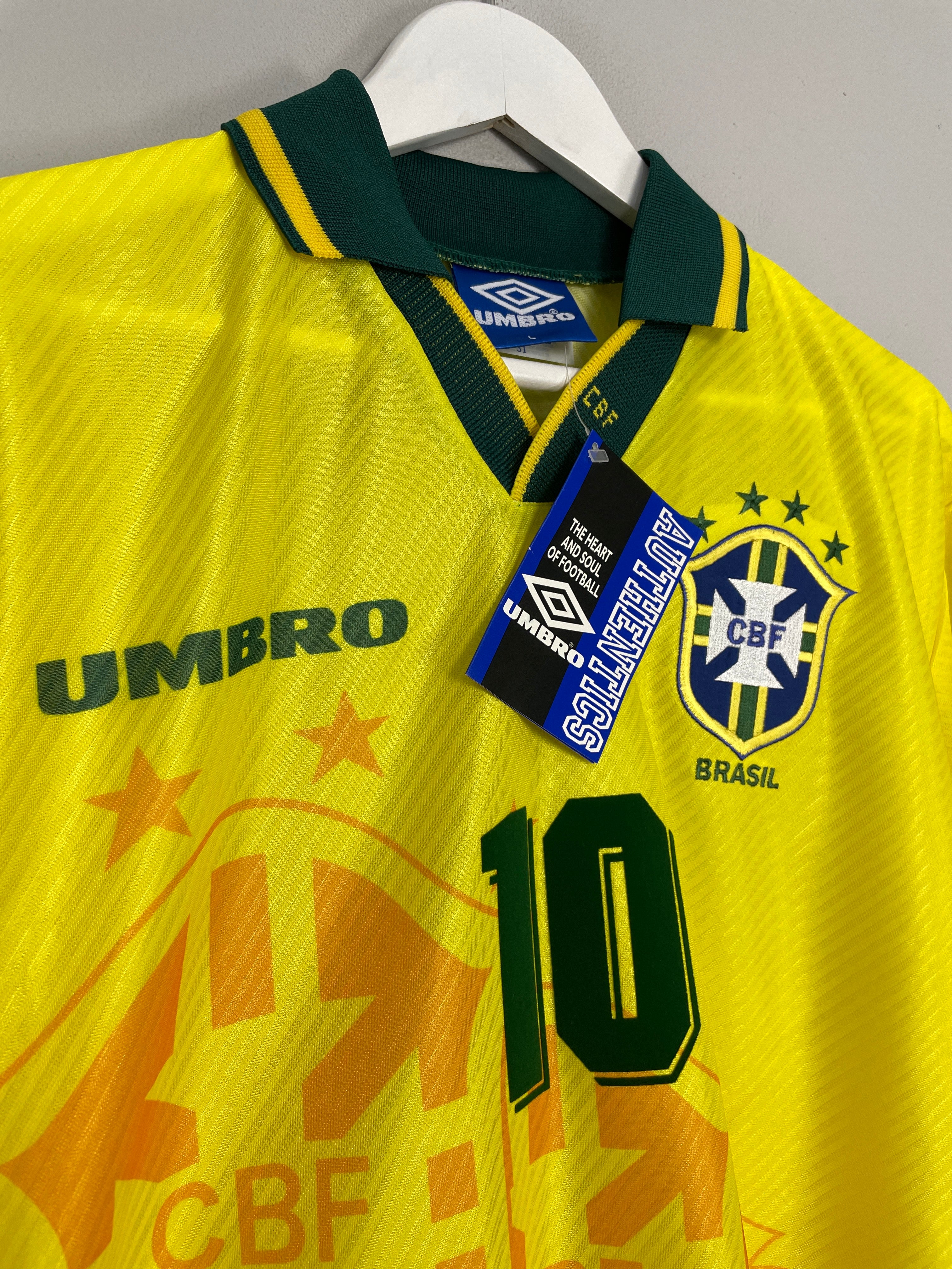 Shop 1994/96 BRAZIL RIVALDO #10 *BNWT* HOME SHIRT (L) UMBRO, classic football shirts, vintage football shirts & retro soccer jerseys at Cult Kits
