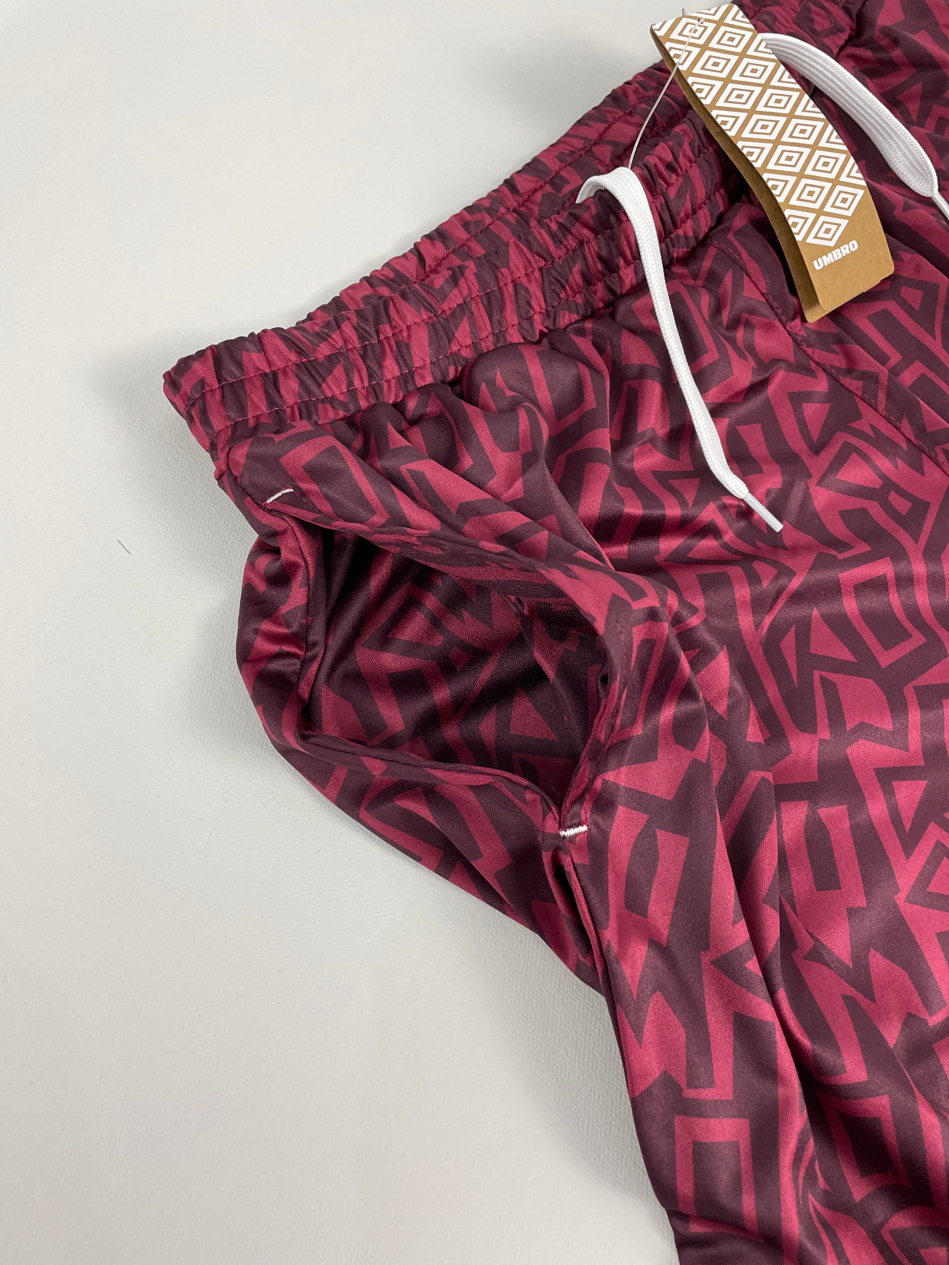 Shop UMBRO *BNWT* CLARET GRAFFITI SHORTS (MULTIPLE SIZES) WITH POCKETS, classic football shirts, vintage football shirts & retro soccer jerseys at Cult Kits