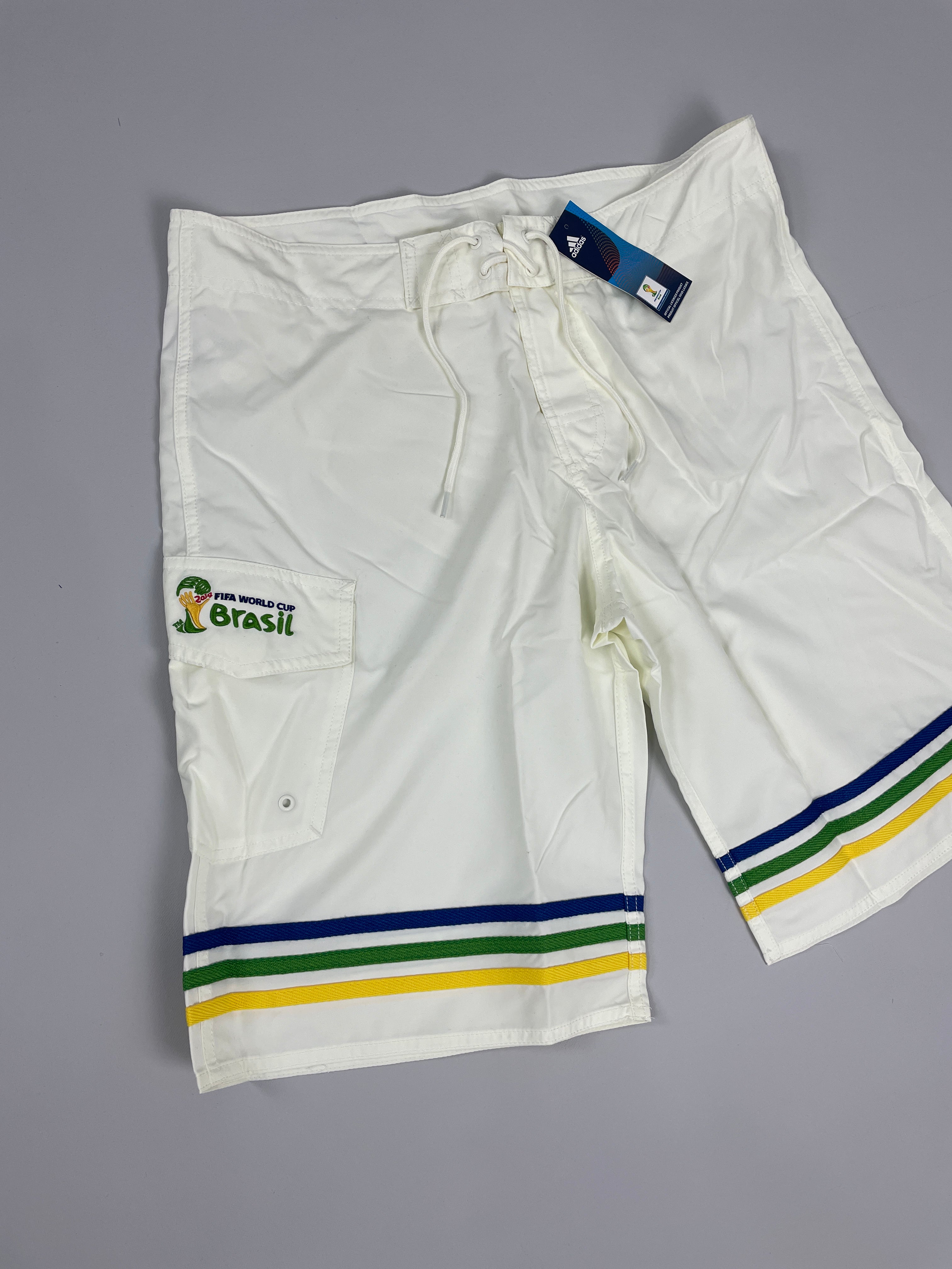 Shop 2014 BRAZIL *BNWT* ADIDAS WORLD CUP SHORTS (MULTIPLE SIZES) OE, classic football shirts, vintage football shirts & retro soccer jerseys at Cult Kits