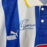 Shop 1993/95 SHEFFIELD WEDNESDAY *SIGNED* HOME SHIRT (XL) PUMA, classic football shirts, vintage football shirts & retro soccer jerseys at Cult Kits