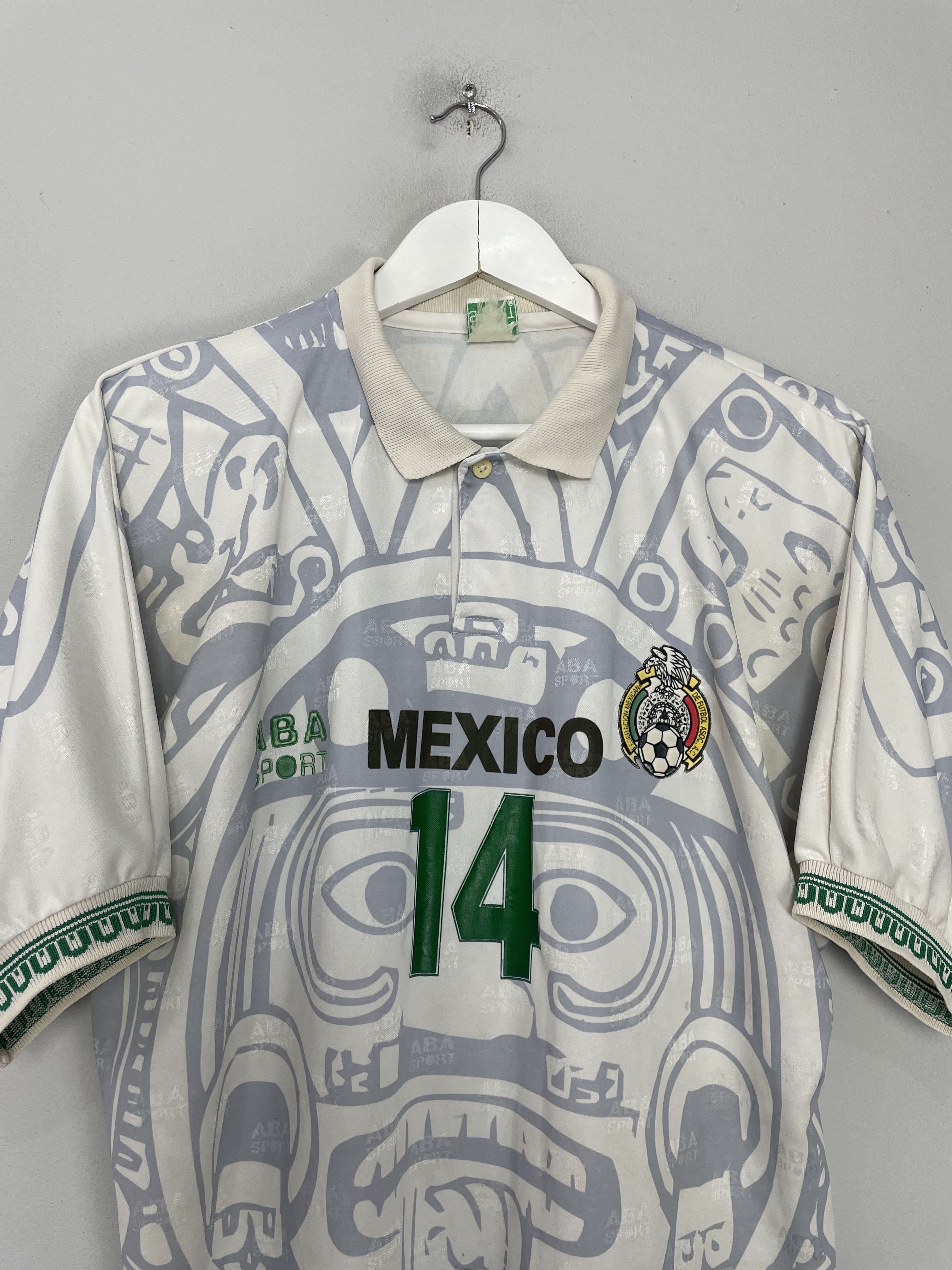 Shop 1996/98 MEXICO DEL OLMO #14 AWAY SHIRT (M) ABA SPORT, classic football shirts, vintage football shirts & retro soccer jerseys at Cult Kits