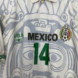 Shop 1996/98 MEXICO DEL OLMO #14 AWAY SHIRT (M) ABA SPORT, classic football shirts, vintage football shirts & retro soccer jerseys at Cult Kits