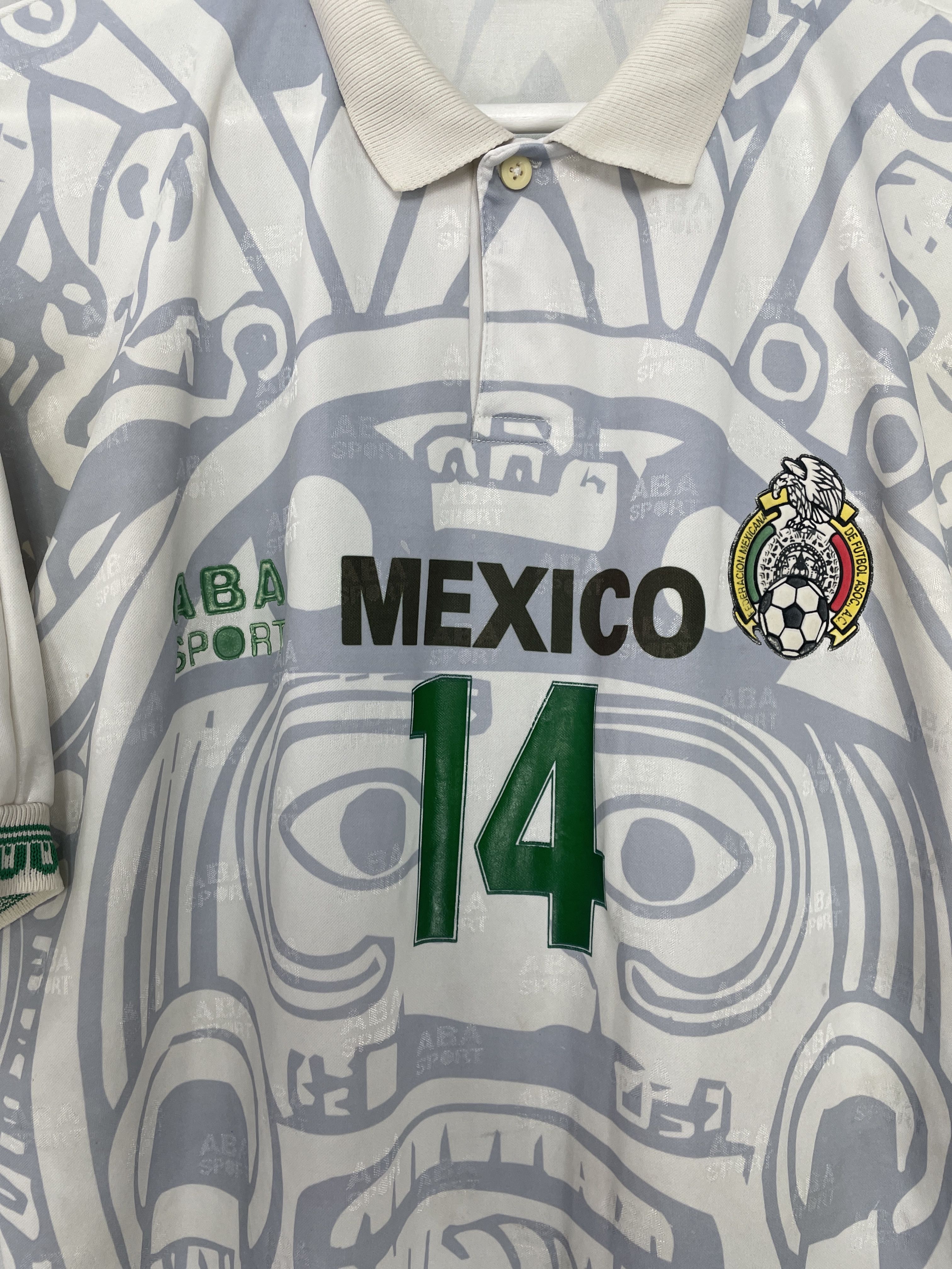 Shop 1996/98 MEXICO DEL OLMO #14 AWAY SHIRT (M) ABA SPORT, classic football shirts, vintage football shirts & retro soccer jerseys at Cult Kits