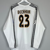 2003/04 REAL MADRID BECKHAM #23 C/L L/S HOME SHIRT (XL) ADIDAS