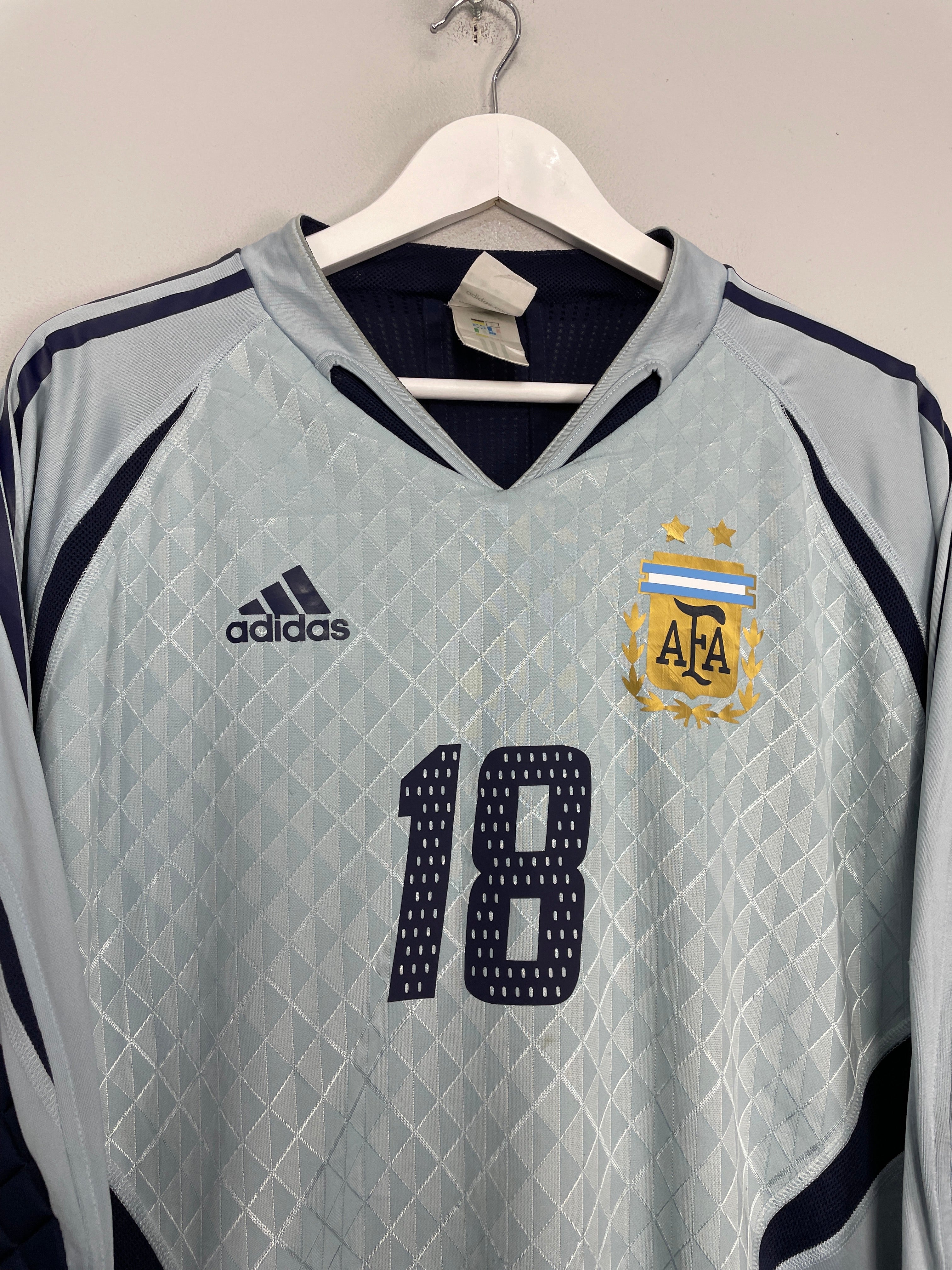 Shop 2004/05 ARGENTINA LUX #18 *PLAYER ISSUE* GK SHIRT (M) ADIDAS, classic football shirts, vintage football shirts & retro soccer jerseys at Cult Kits
