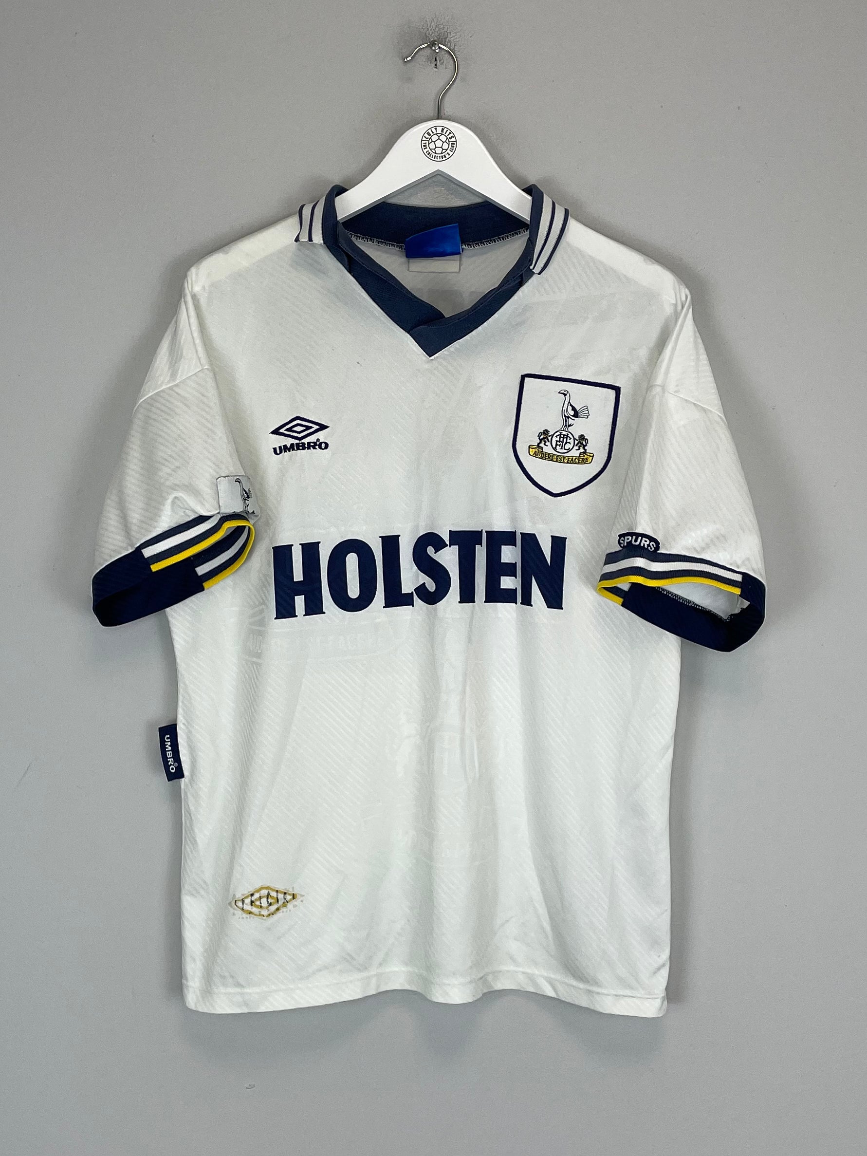 Shop 1993/95 TOTTENHAM KLINSMANN #18 HOME SHIRT (M) UMBRO, classic football shirts, vintage football shirts & retro soccer jerseys at Cult Kits