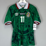Shop 1998 MEXICO BLANCO #11 *REISSUE* BNWT HOME SHIRT (S) ABA SPORT, classic football shirts, vintage football shirts & retro soccer jerseys at Cult Kits