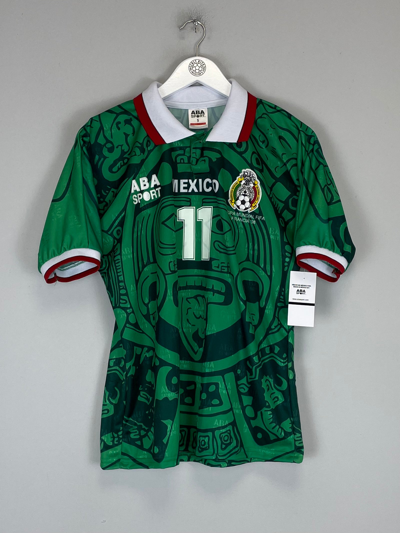 Shop 1998 MEXICO BLANCO #11 *REISSUE* BNWT HOME SHIRT (S) ABA SPORT, classic football shirts, vintage football shirts & retro soccer jerseys at Cult Kits