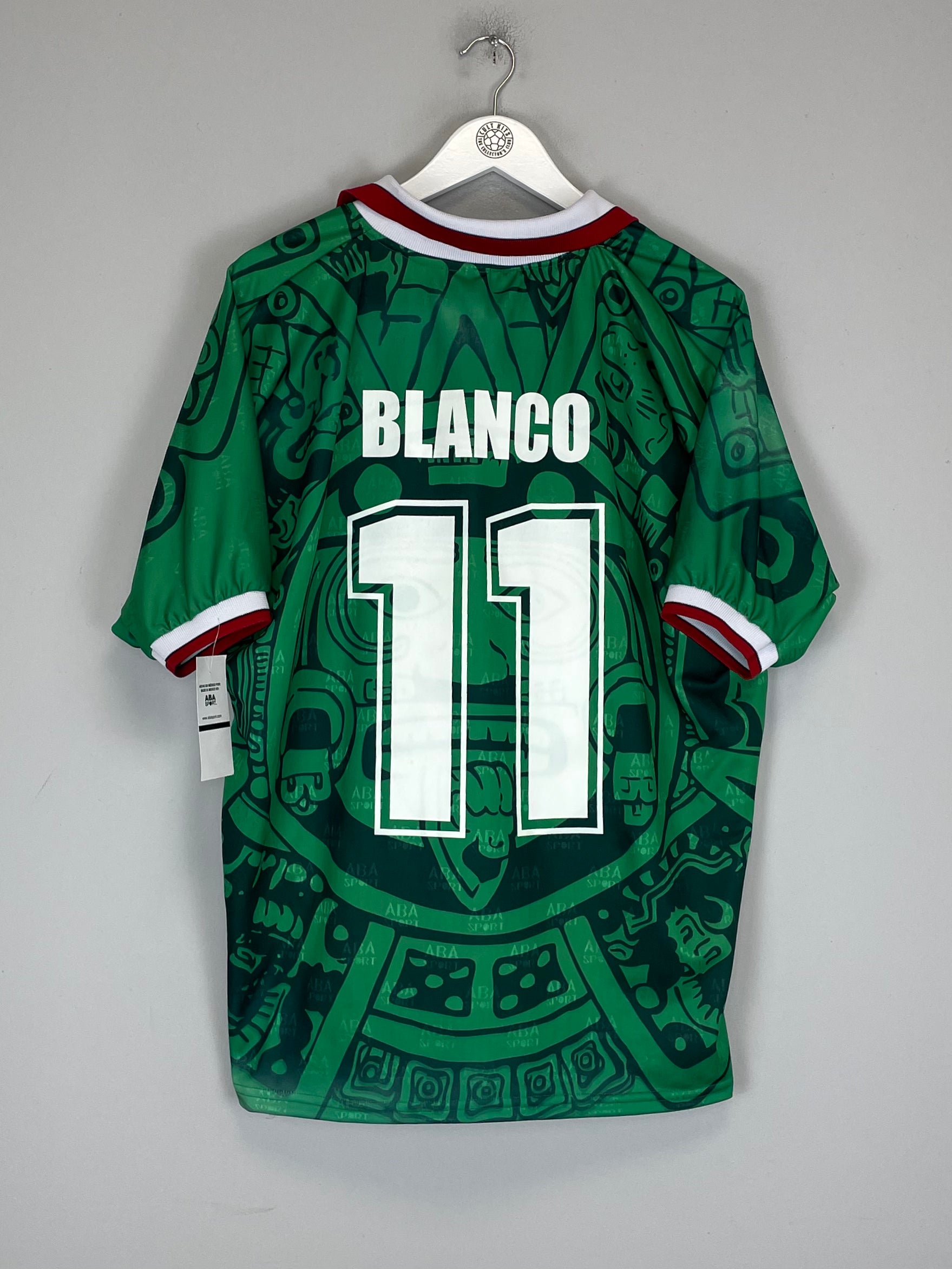 Shop 1998 MEXICO BLANCO #11 *REISSUE* BNWT HOME SHIRT (XXL) ABA SPORT, classic football shirts, vintage football shirts & retro soccer jerseys at Cult Kits